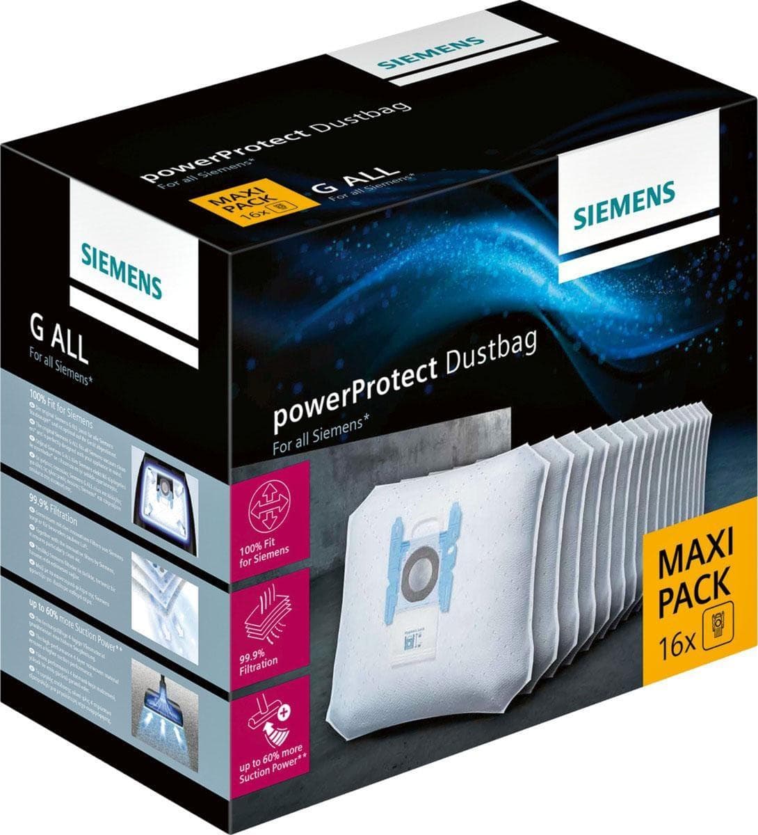 Siemens Staubsaugerbeutel PowerProtect VZ16GALL Typ G ALL 16 Stück