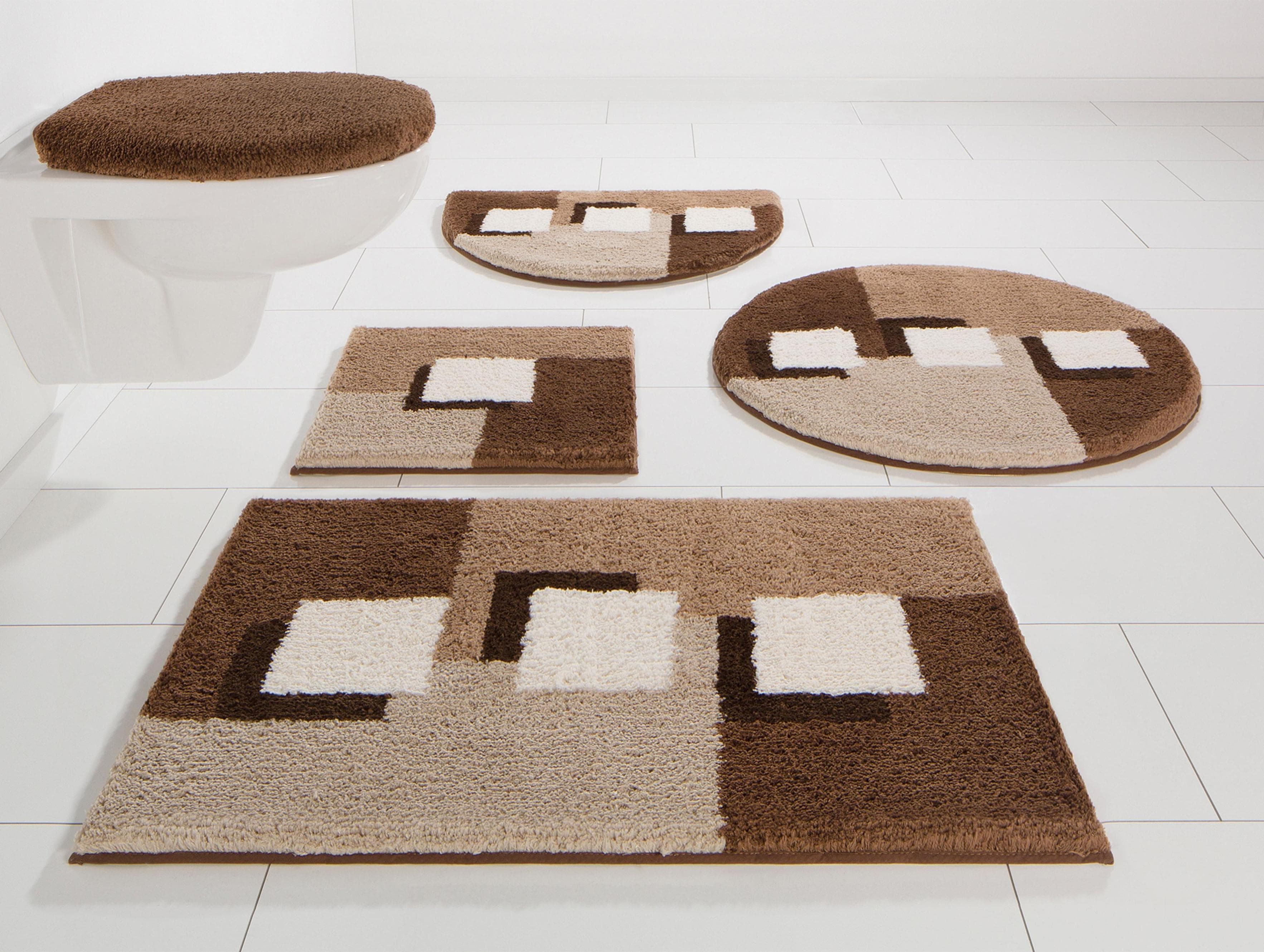 My Home Badematte Ada Bunt Braun Rutschhemmend