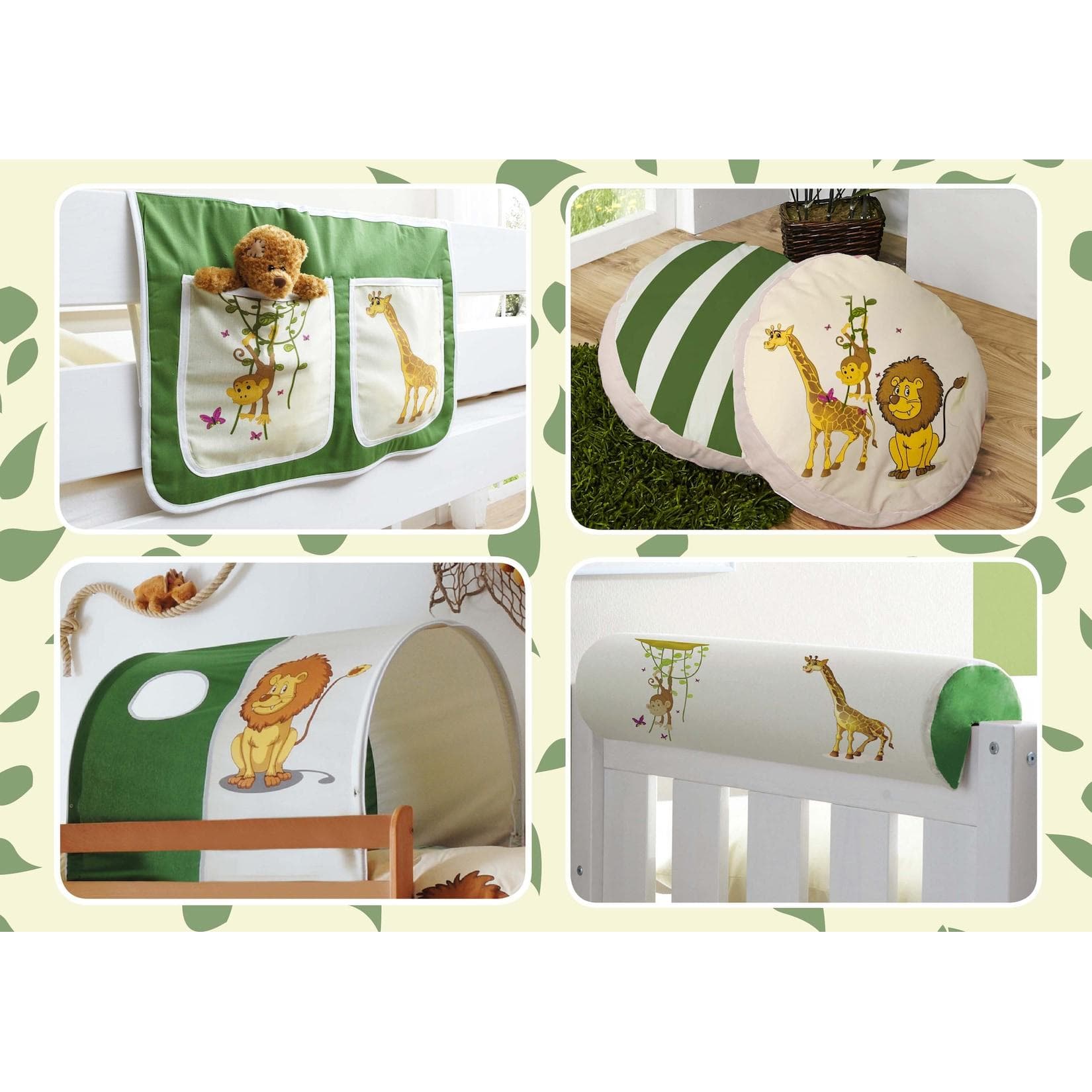 TiCAA Kinder Hochbett Zubehör Set 4-teilig Bunt