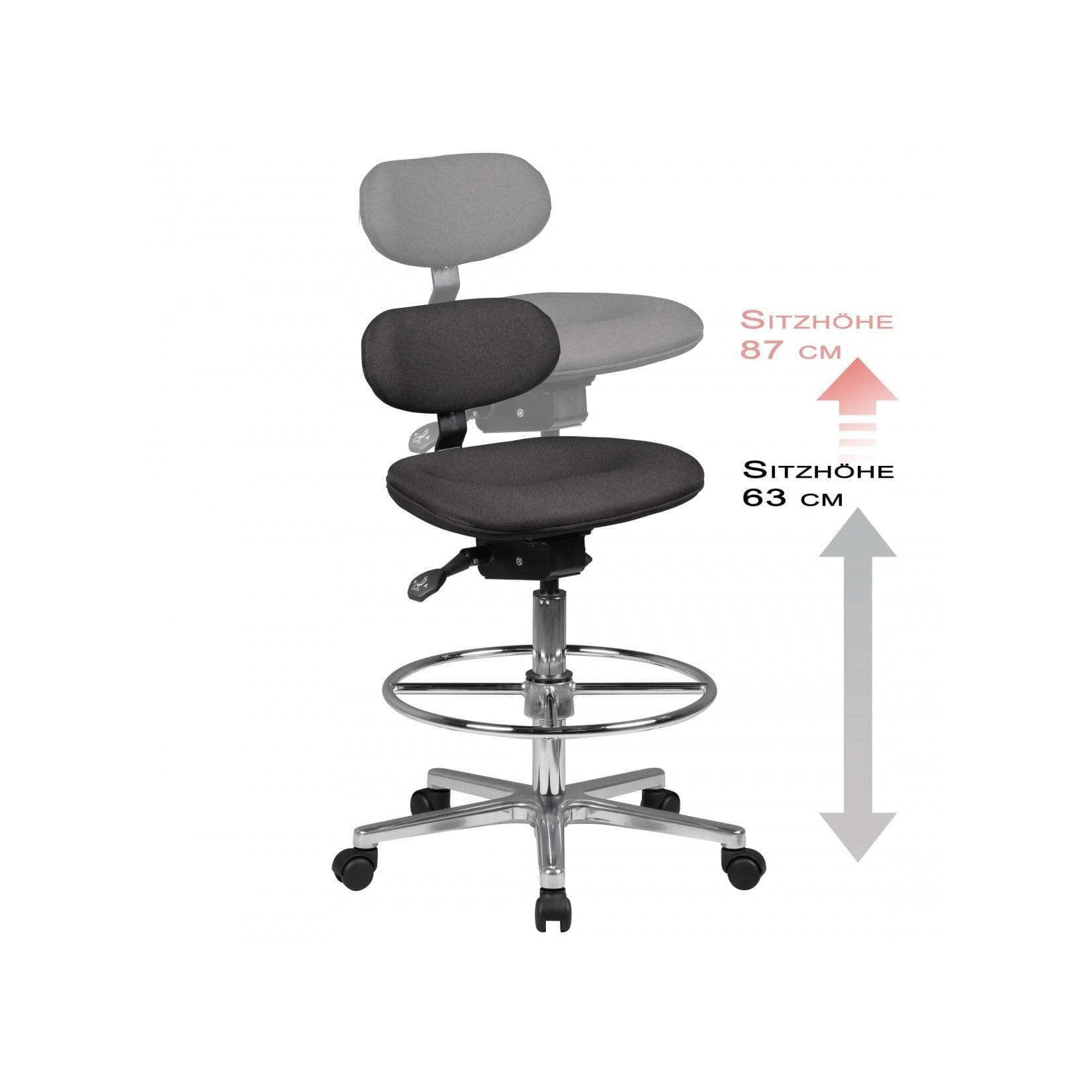 FINEBUY Arbeitshocker FB41713 Stoff Schwarz Höhenverstellbar