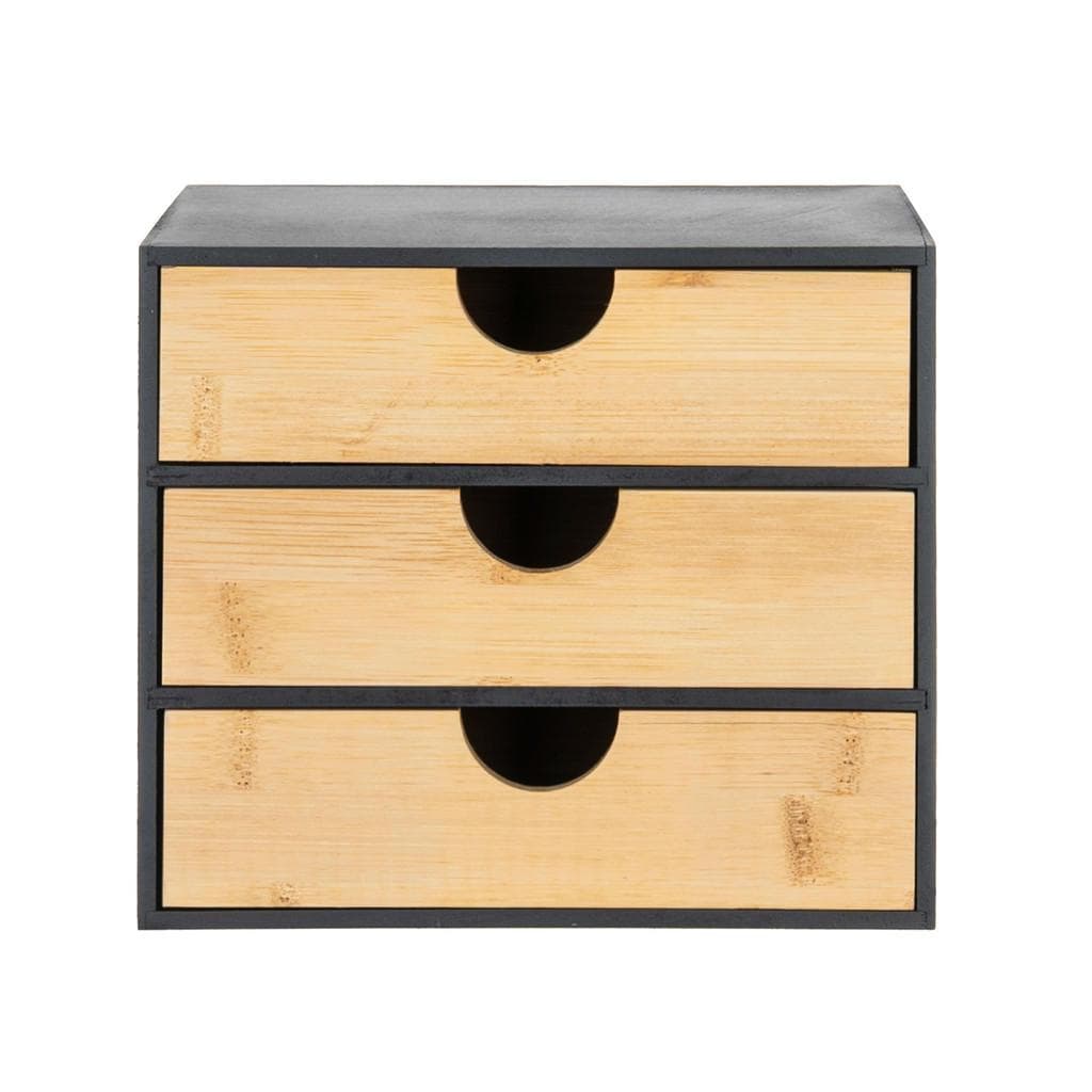 Ambia Home Aufbewahrungsbox Natur Schwarz 3 Fächer