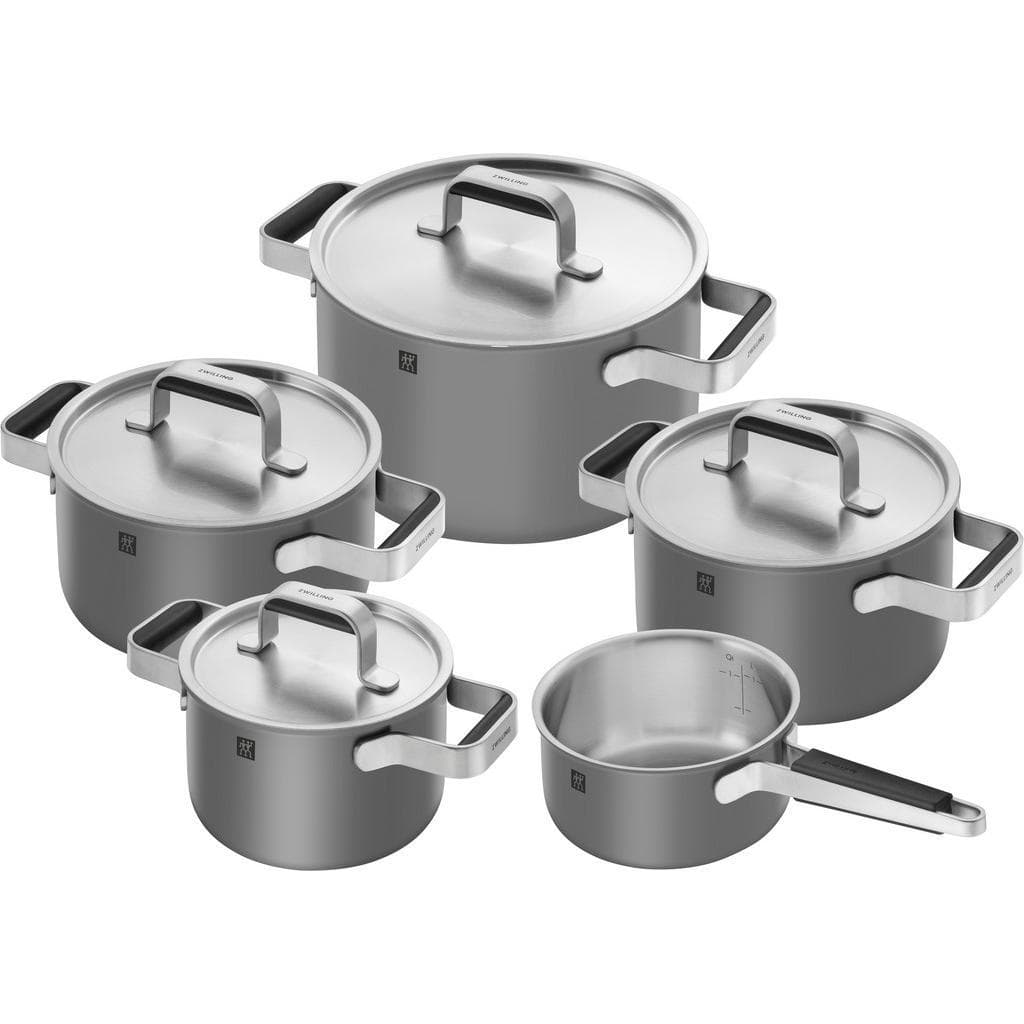 Zwilling Kochtopfset Pure Grau 5-teilig 16 cm/20 cm/24 cm