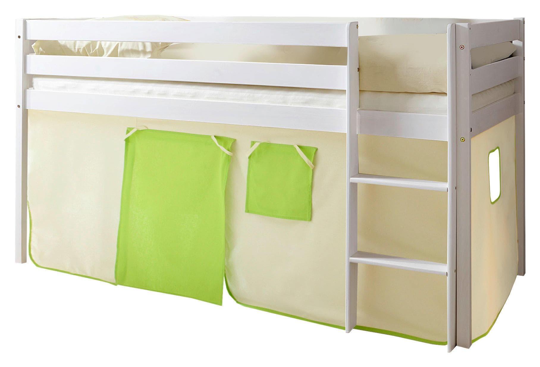 Spielbett Holz Malte Beige/Grün ca. 90x200