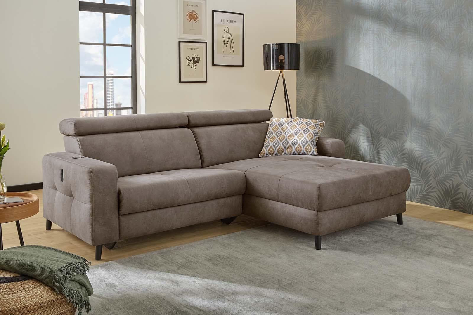 Jockenhöfer Ecksofa Doppio L-Form Braun Elektrische Relaxfunktion