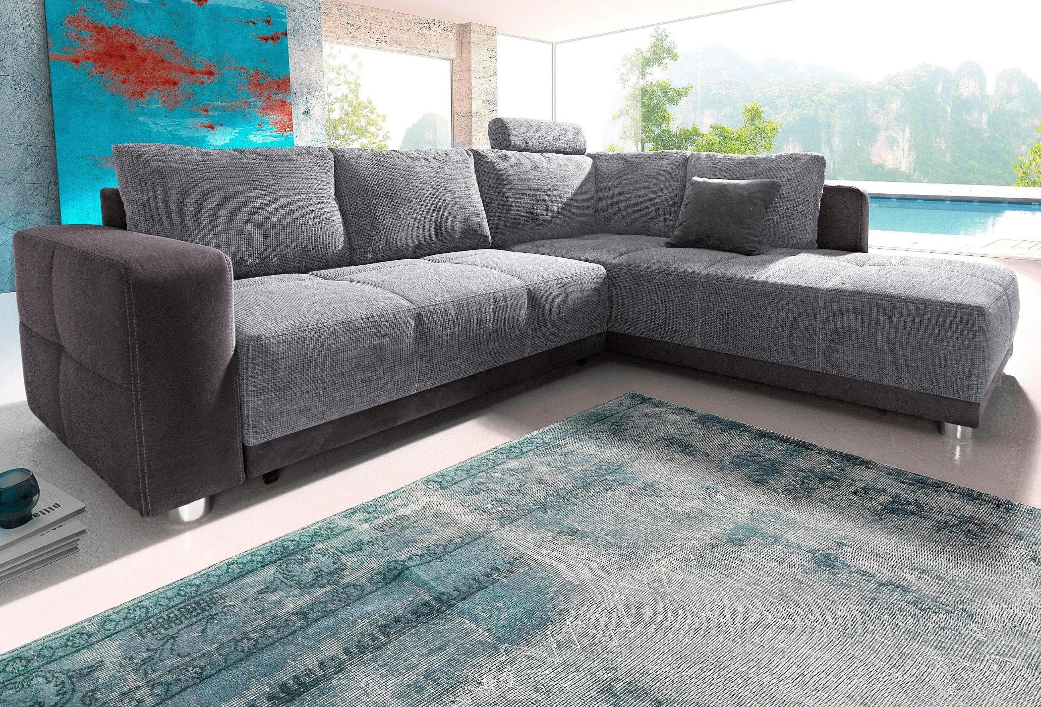 Jockenhöfer Gruppe Orlando L-Form Ecksofa Schwarz Softlux