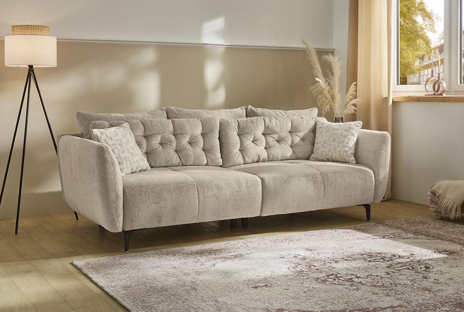 Jockenhöfer Gruppe Big-Sofa Spa Beige Grau Retro-Look