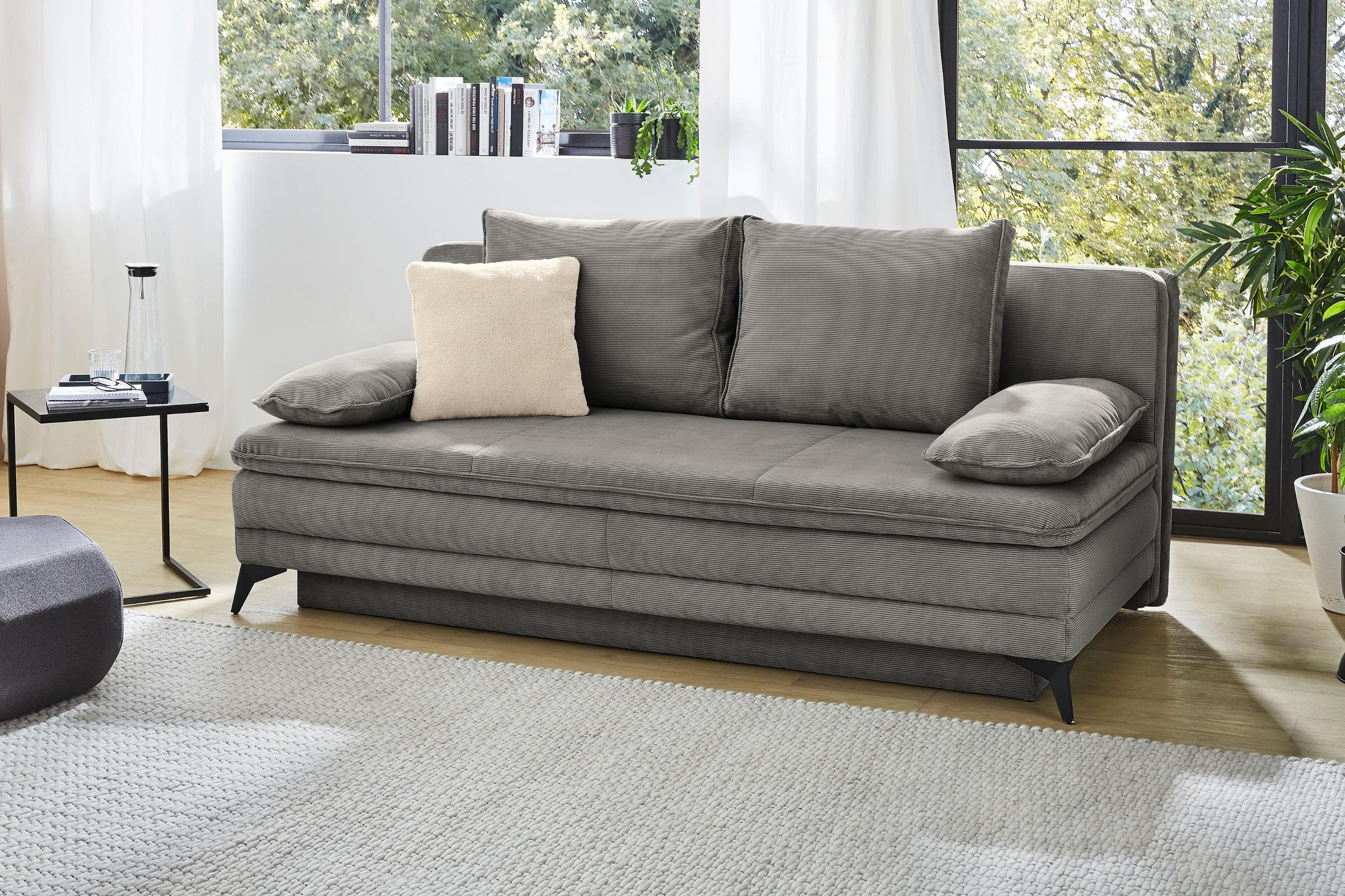 Jockenhöfer Schlafsofa Laurin Grau mit Bettfunktion und Bettkasten