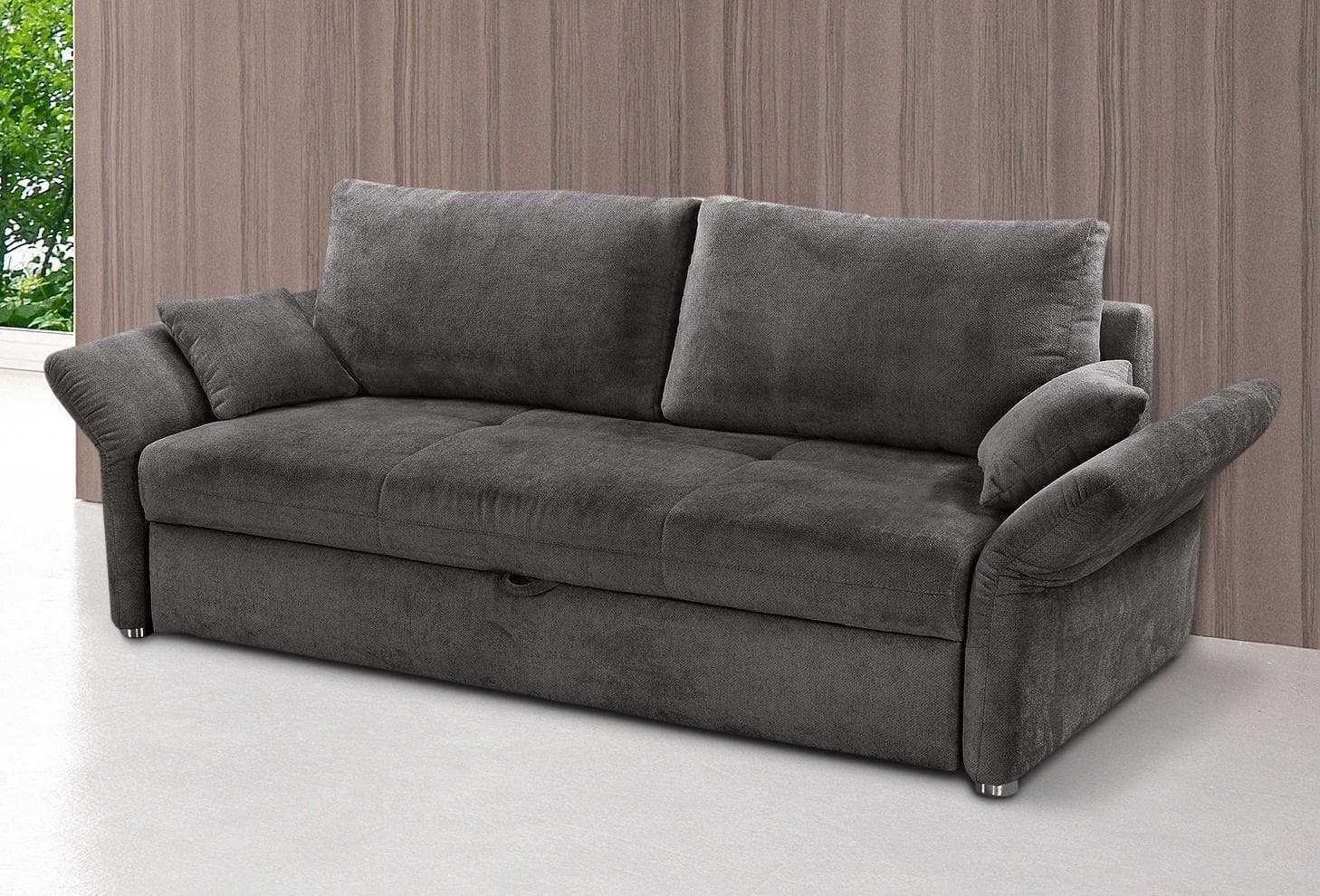 Jockenhöfer Schlafsofa Luca Grau mit Bettfunktion und Armteilverstellung