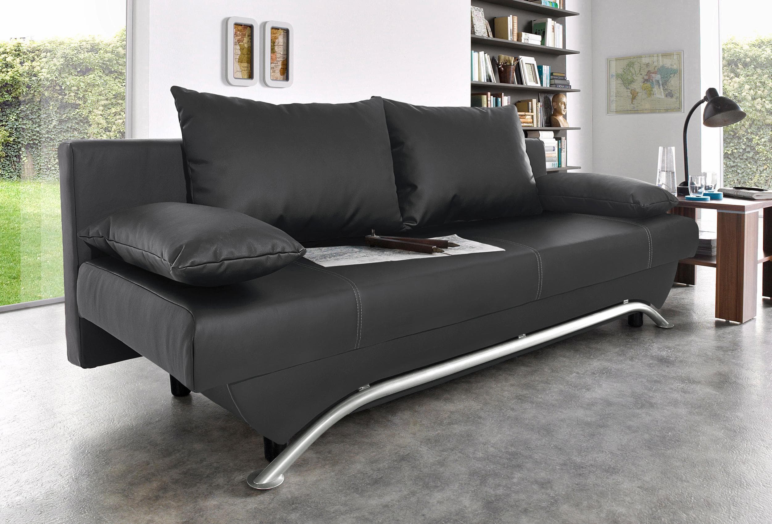 Jockenhöfer Schlafsofa Nancy Schwarz mit Bettfunktion und Bettkasten