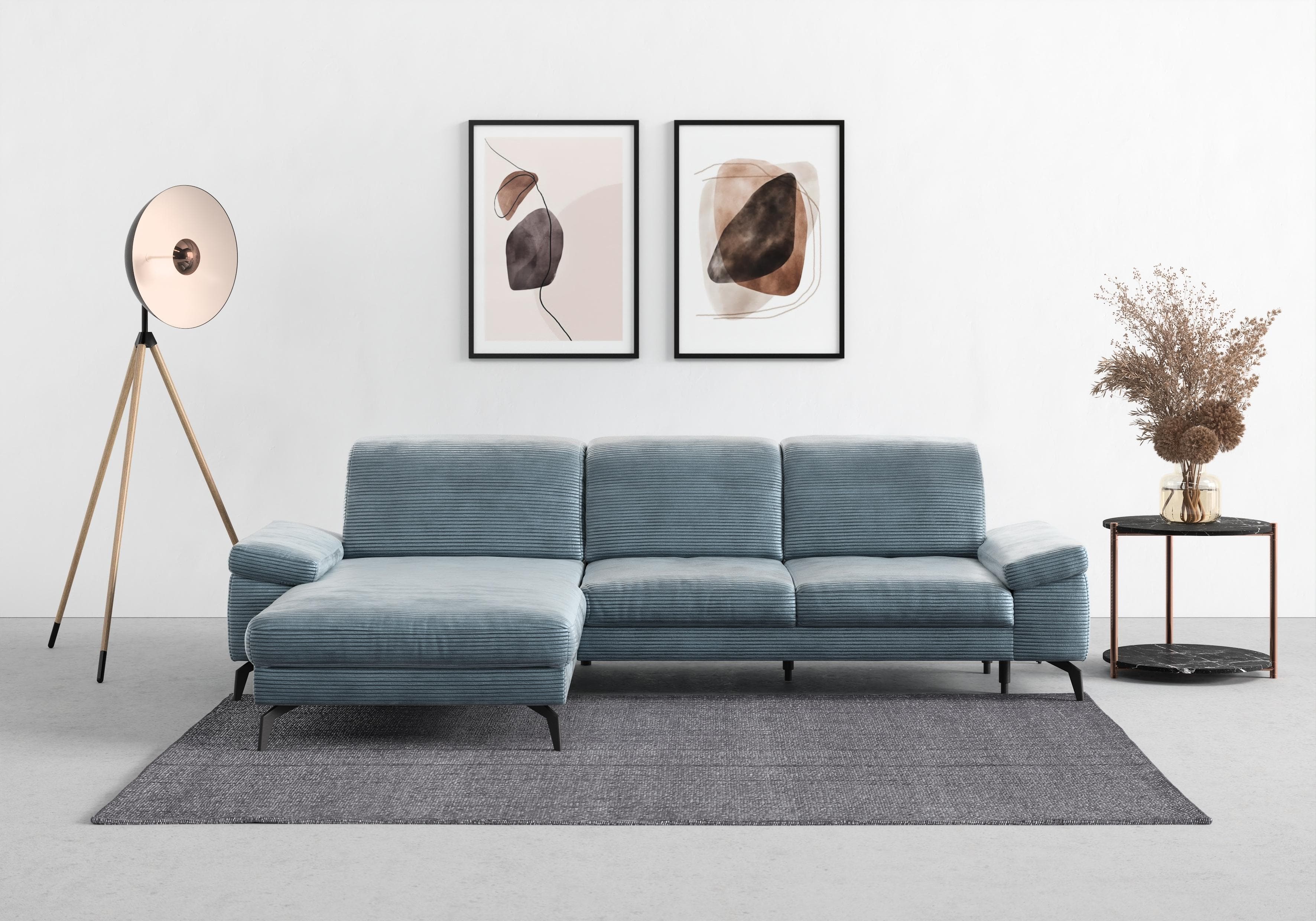 SIT & MORE Ecksofa Cabana L-Form Blaugrau mit Recamiere