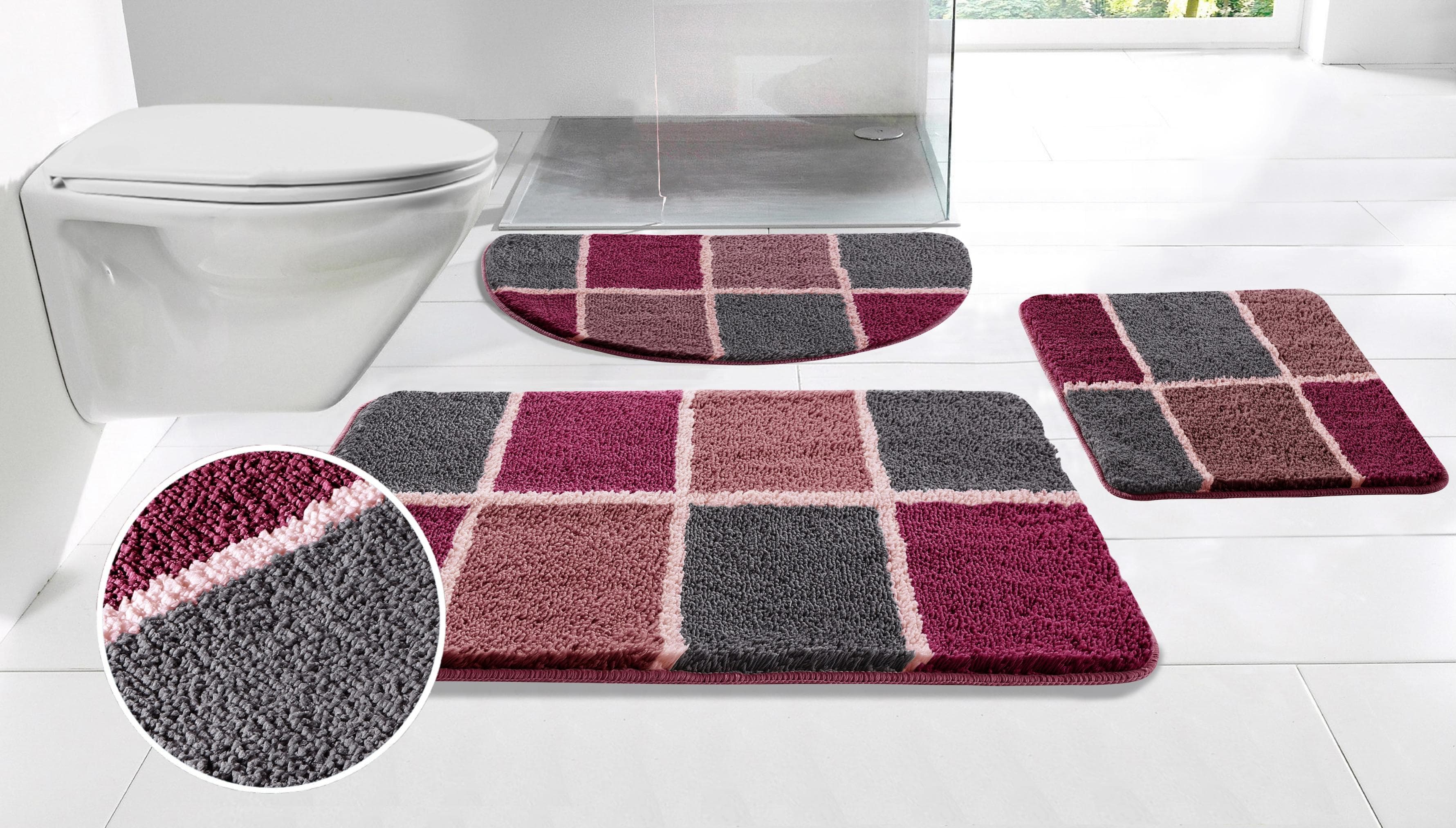 Badematte MY HOME Anna mit Kachelmuster Lila