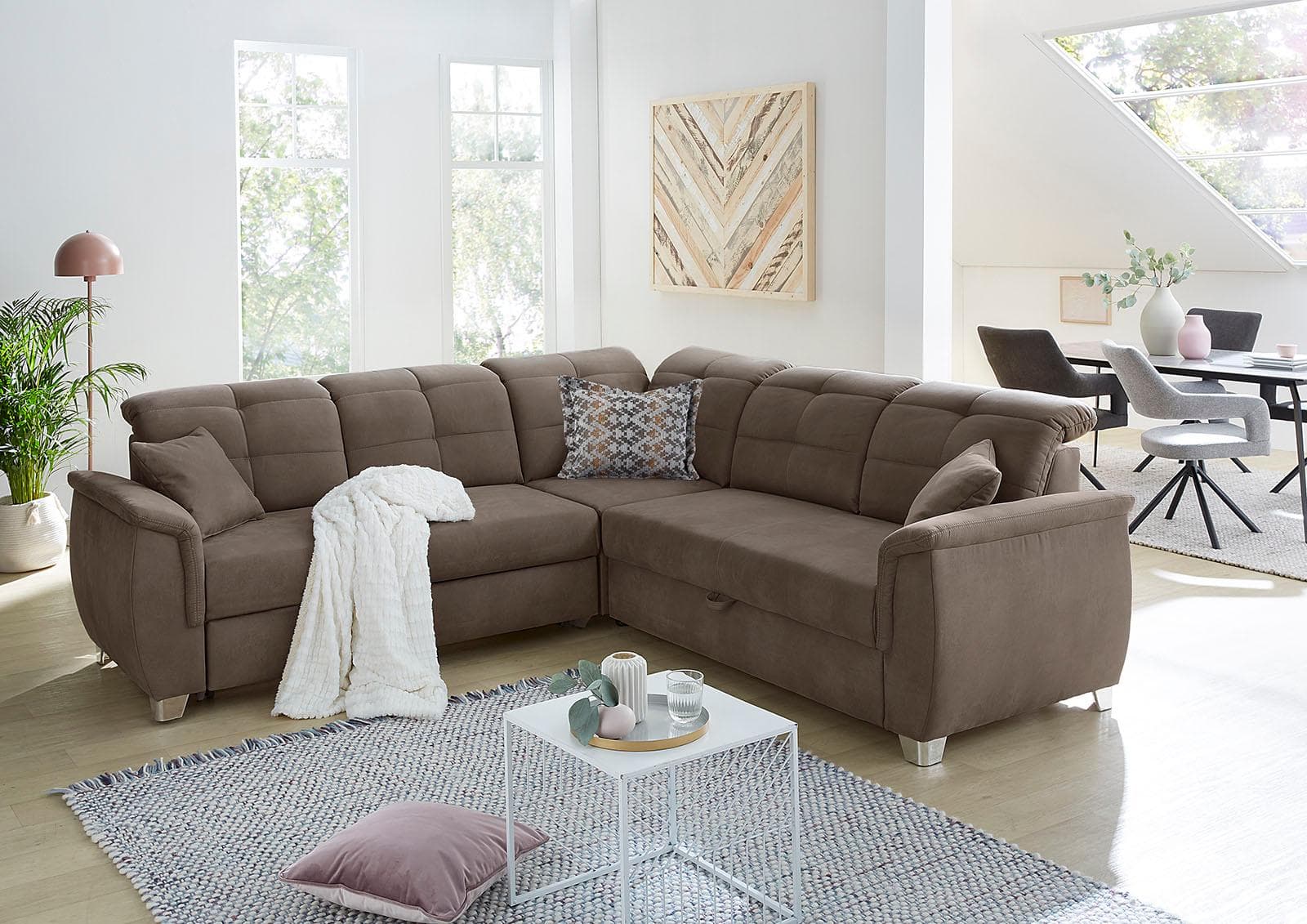 Jockenhöfer Udine Ecksofa L-Form mit Bettfunktion und Bettkasten