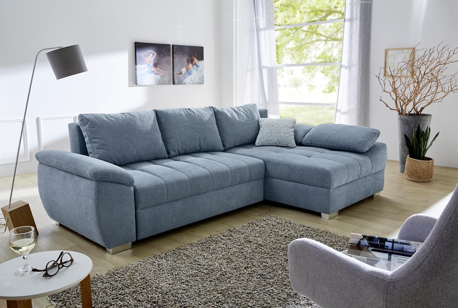 Jockenhöfer Ecksofa Alster L-Form mit Bettfunktion und Bettkasten