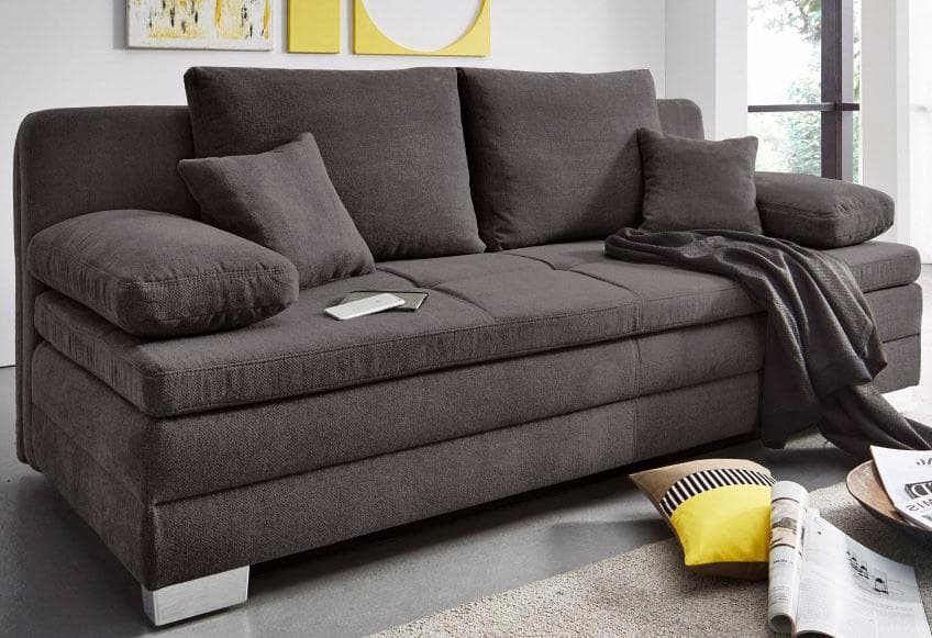 Jockenhöfer Schlafsofa Lindau Dunkelgrau mit Bettkasten