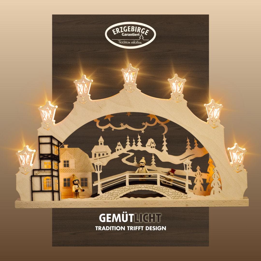 Weigla Lichterbogen Winterkind Erzgebirge Schwibbogen Buchenholz