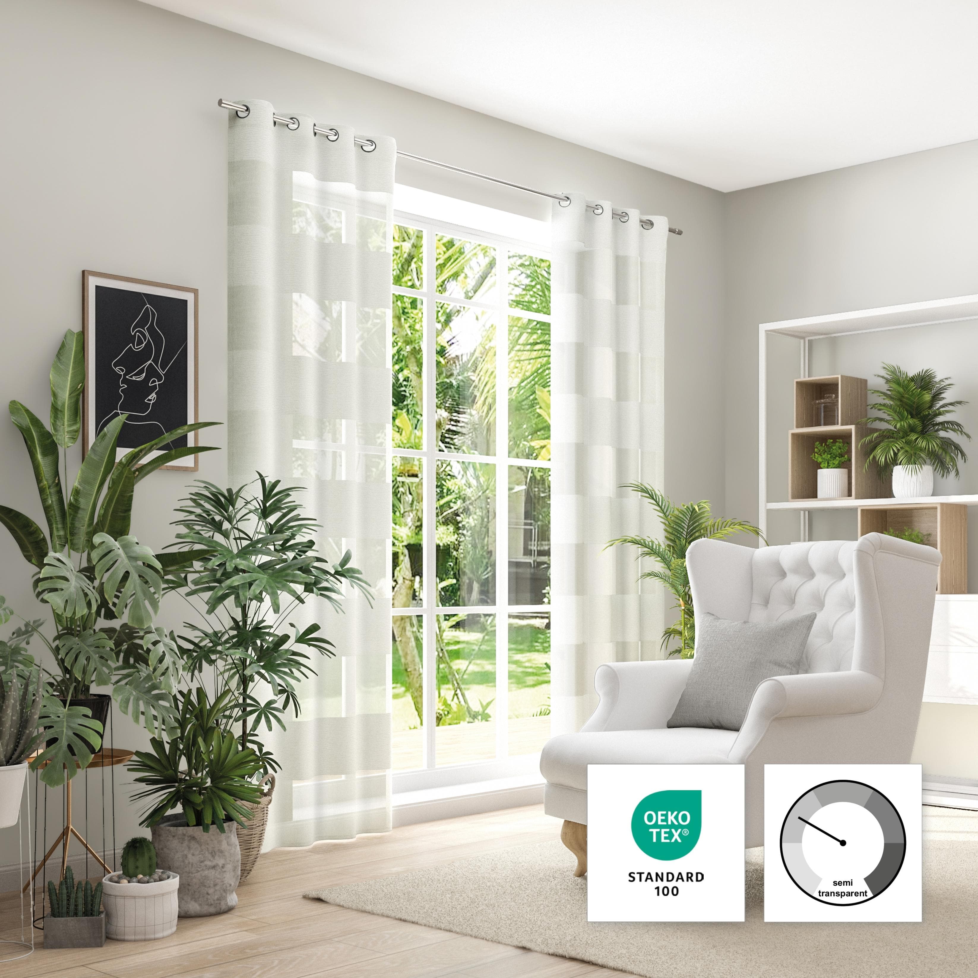 NEUTEX FOR YOU Vorhang SONORA Weiß 144x245cm Polyester Jacquard