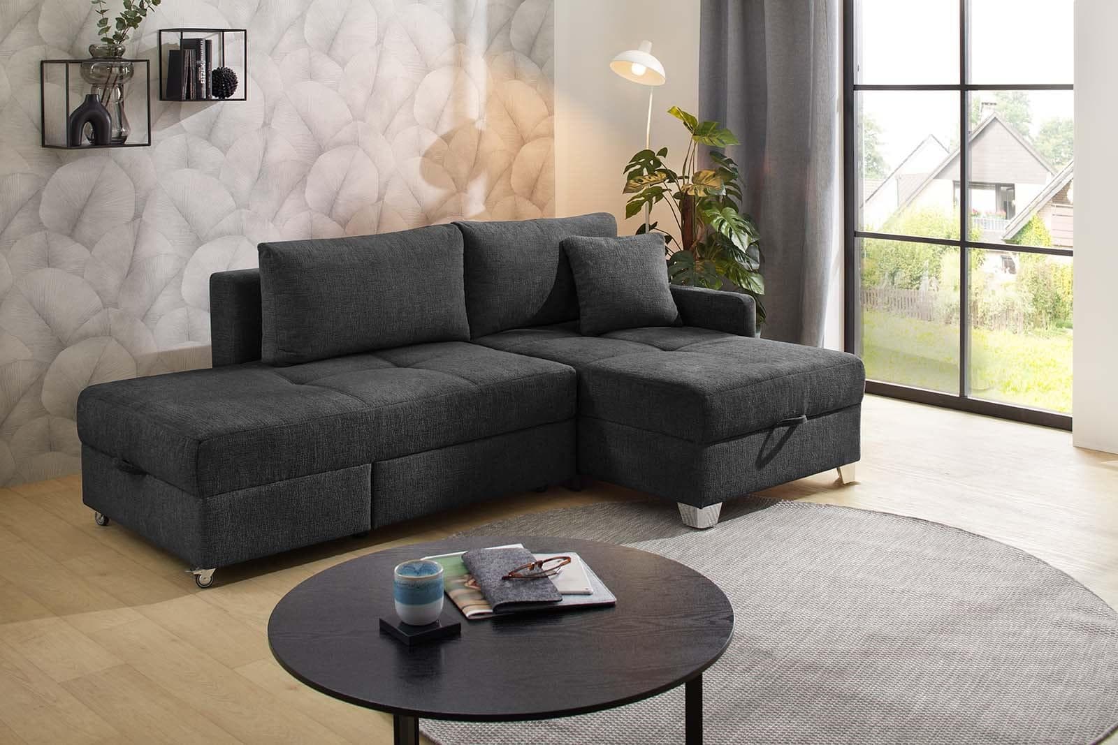 Jockenhöfer Ecksofa Lemberg L-Form mit Bettfunktion und Ottomane