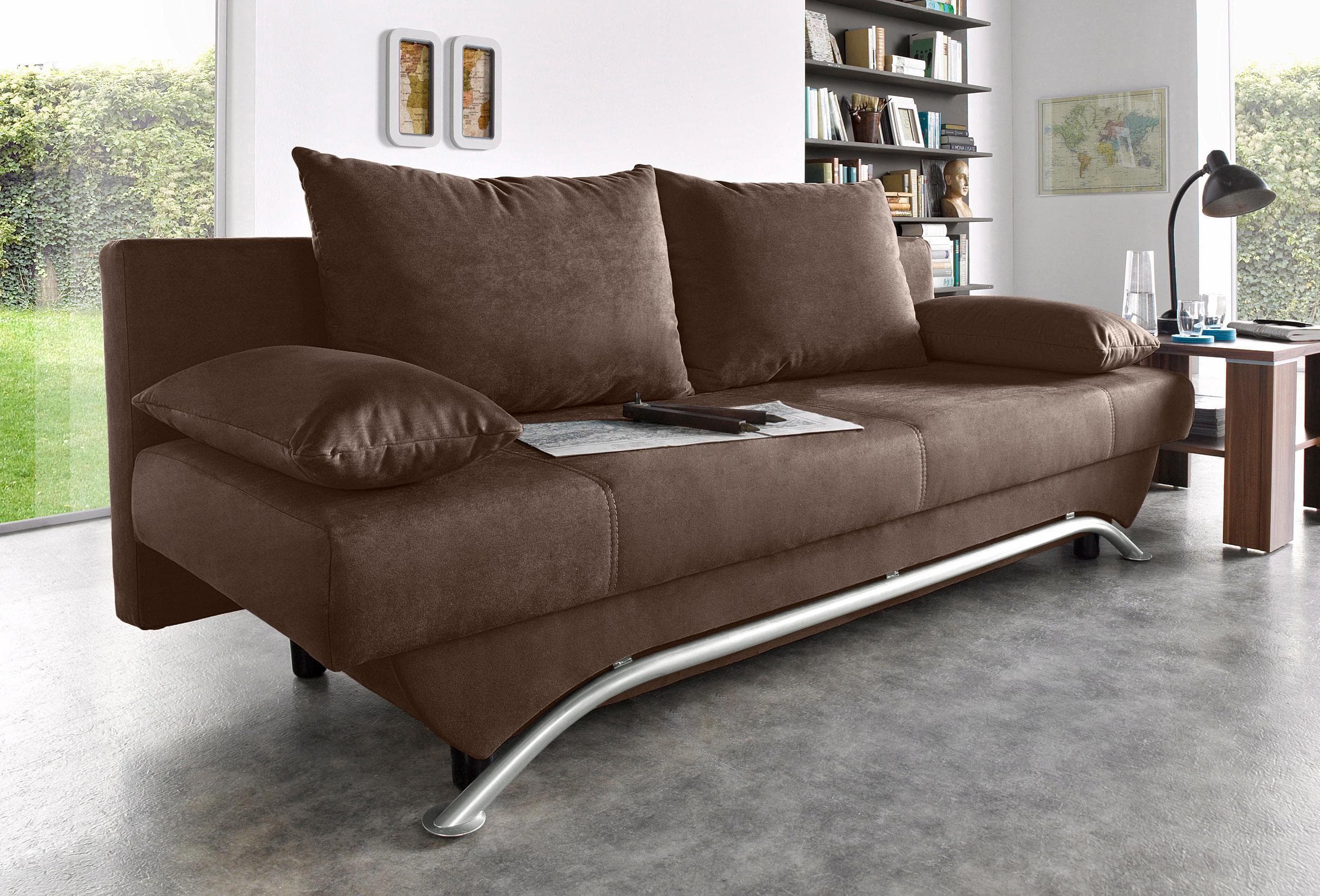 Jockenhöfer Schlafsofa Nancy Braun mit Bettfunktion und Bettkasten