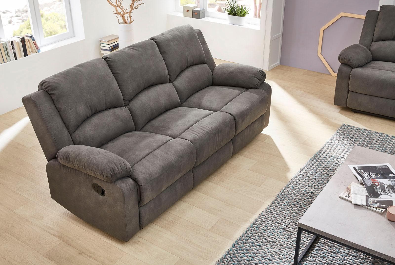Jockenhöfer Gruppe Sofa Dakota 3-Sitzer Relaxfunktion Anthrazit