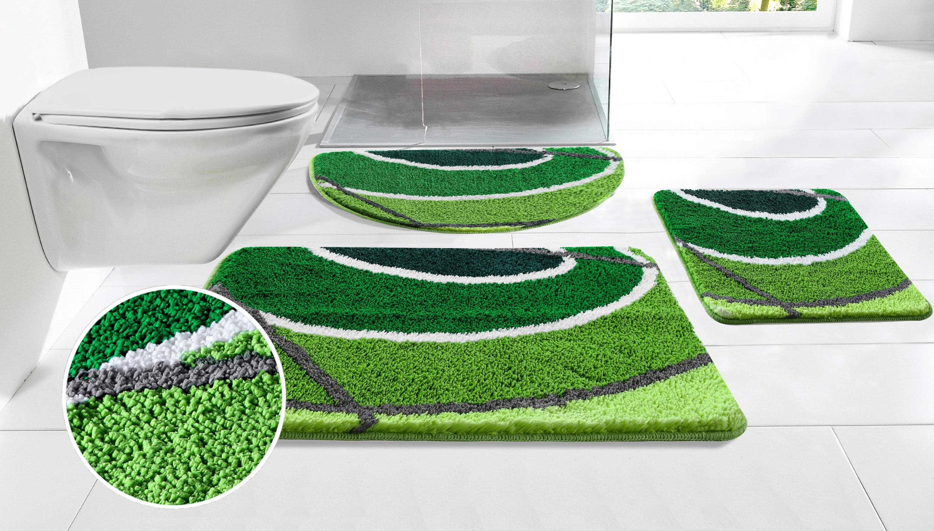 Badematte MY HOME Juna mit Muster Badvorleger Badezimmer Teppich Duschvorleger Grün