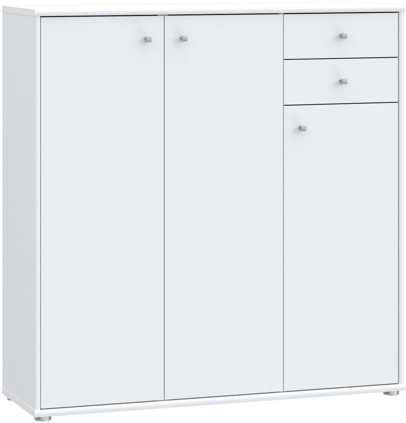 FORTE Tempra Kommode Weiß | Kunststoffgriffe Alu Look