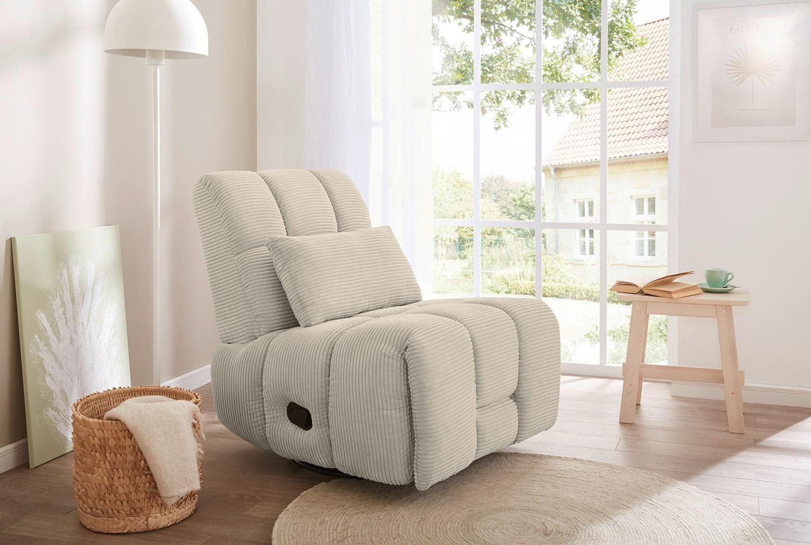 Jockenhöfer Relaxsessel Doncaster Grau Beige mit Dreh- und Relaxfunktion