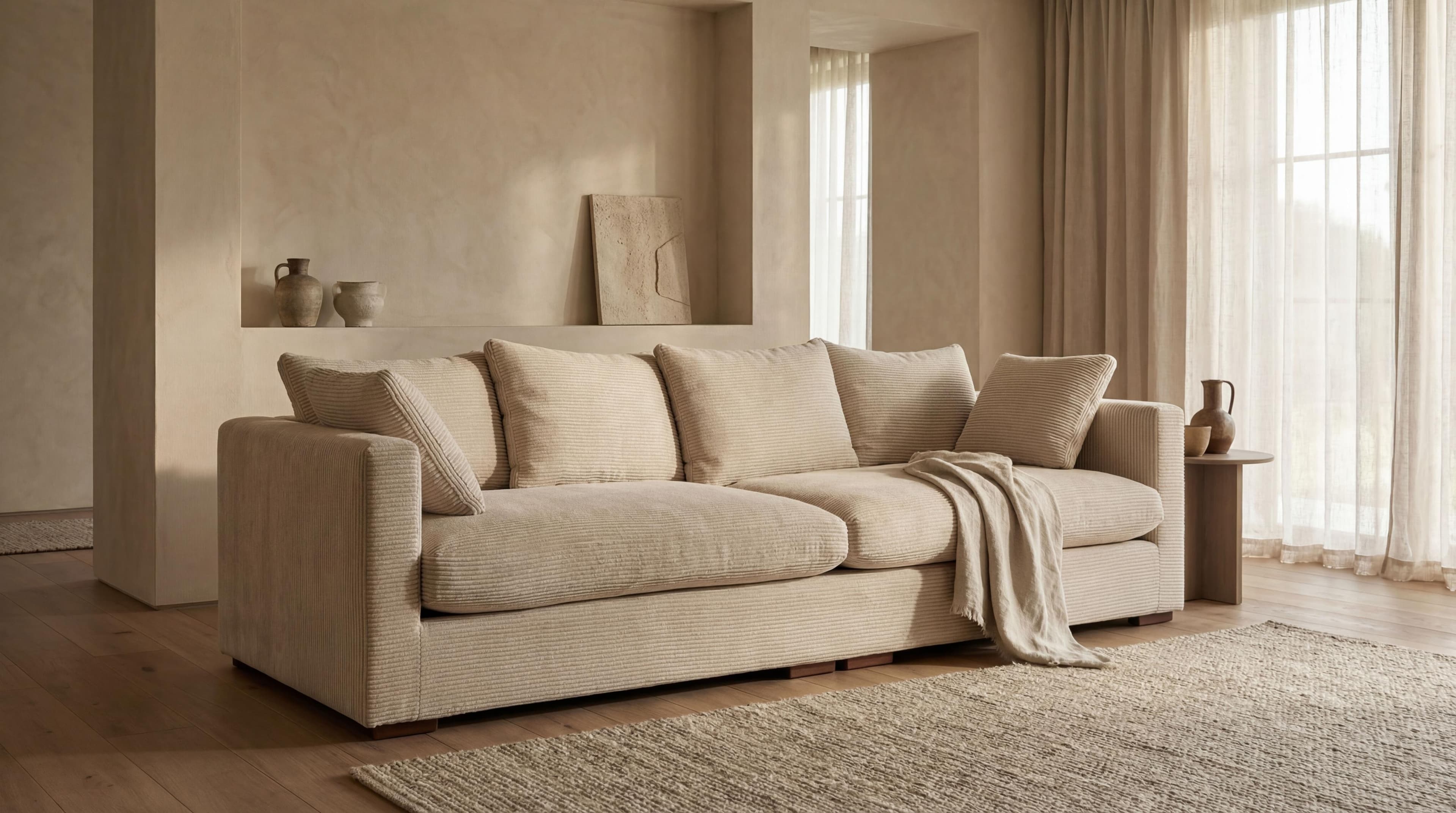 HOME AFFAIRE Coray Big-Sofa Beige Cord