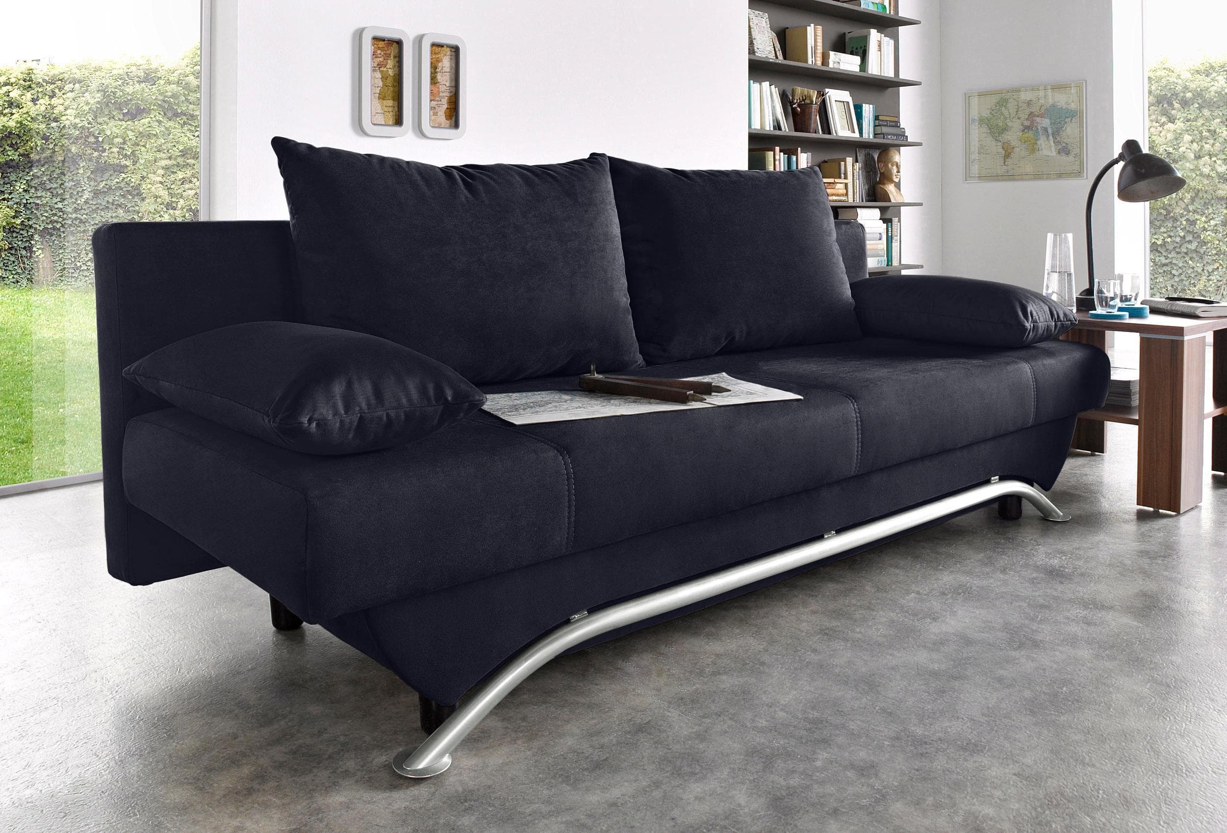 Jockenhöfer Schlafsofa Nancy Schwarz mit Bettfunktion und Bettkasten