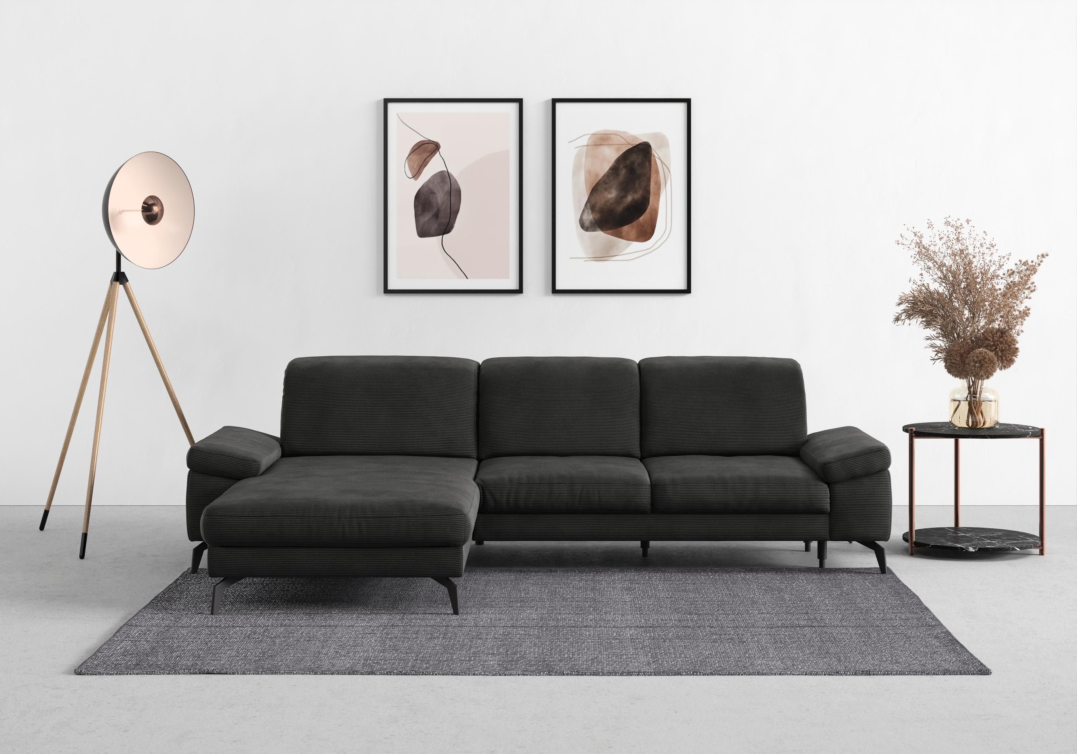SIT & MORE Ecksofa Cabana L-Form Anthrazit mit Recamiere