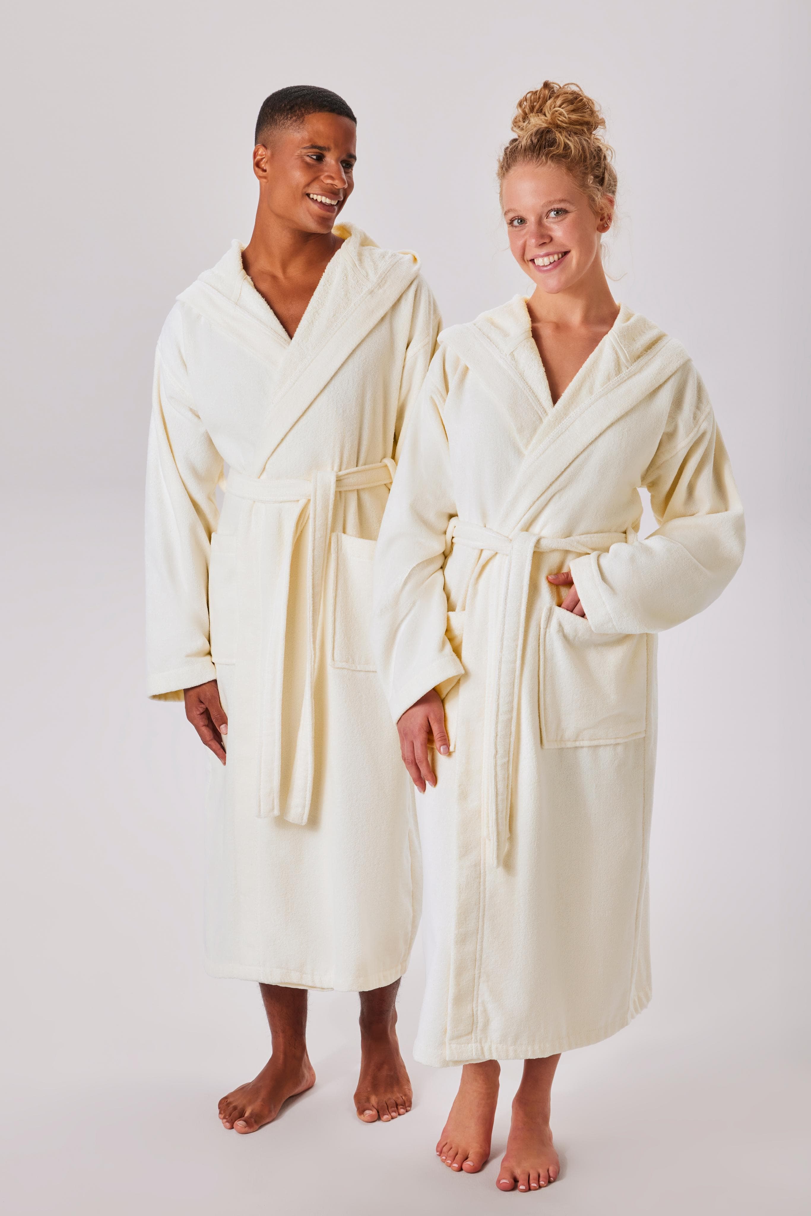 Unisex-Bademantel Regona creme 125cm Veloursfrottier
