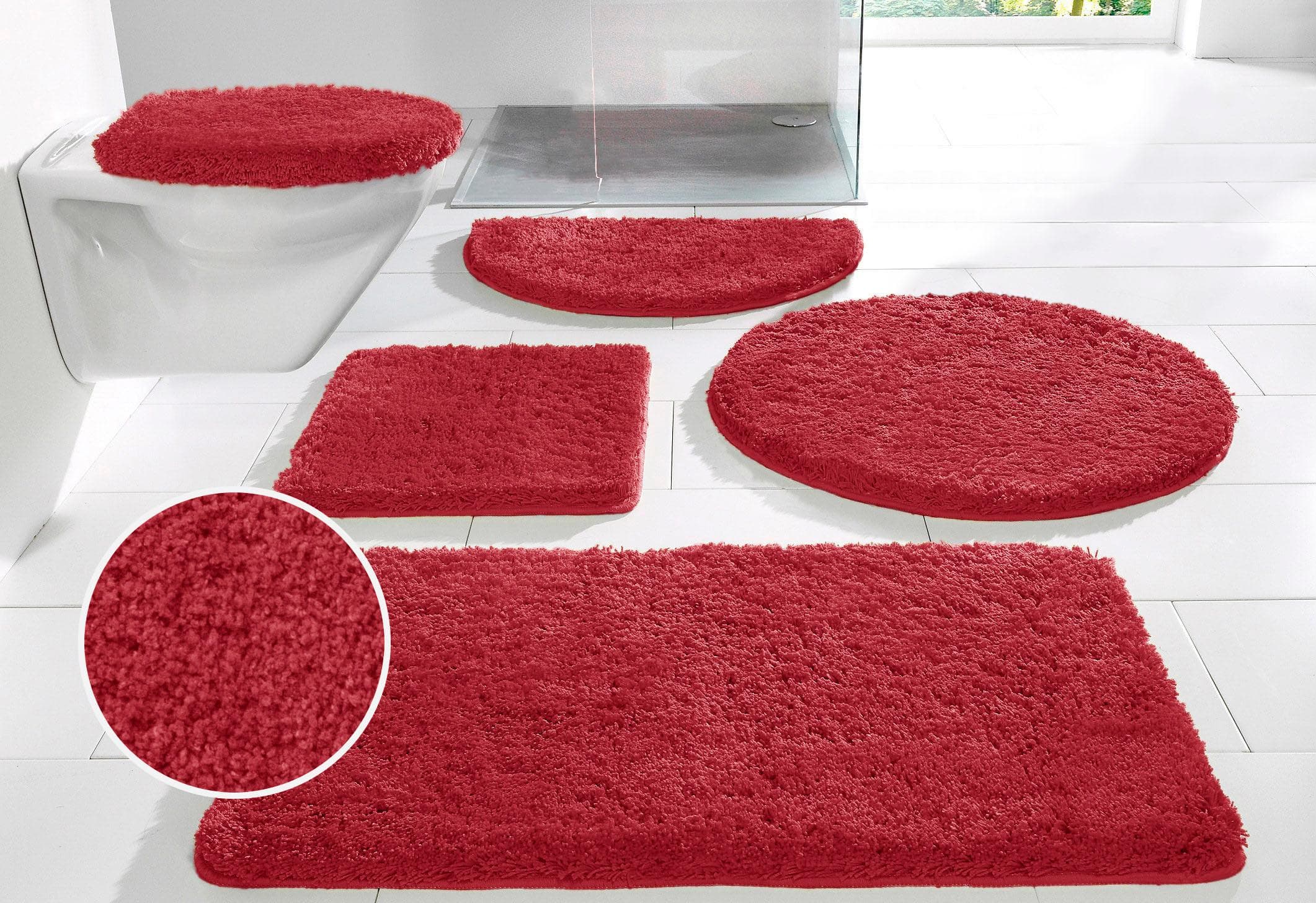 Badematte MY HOME Sanremo Badvorleger Badezimmer Teppich Rot