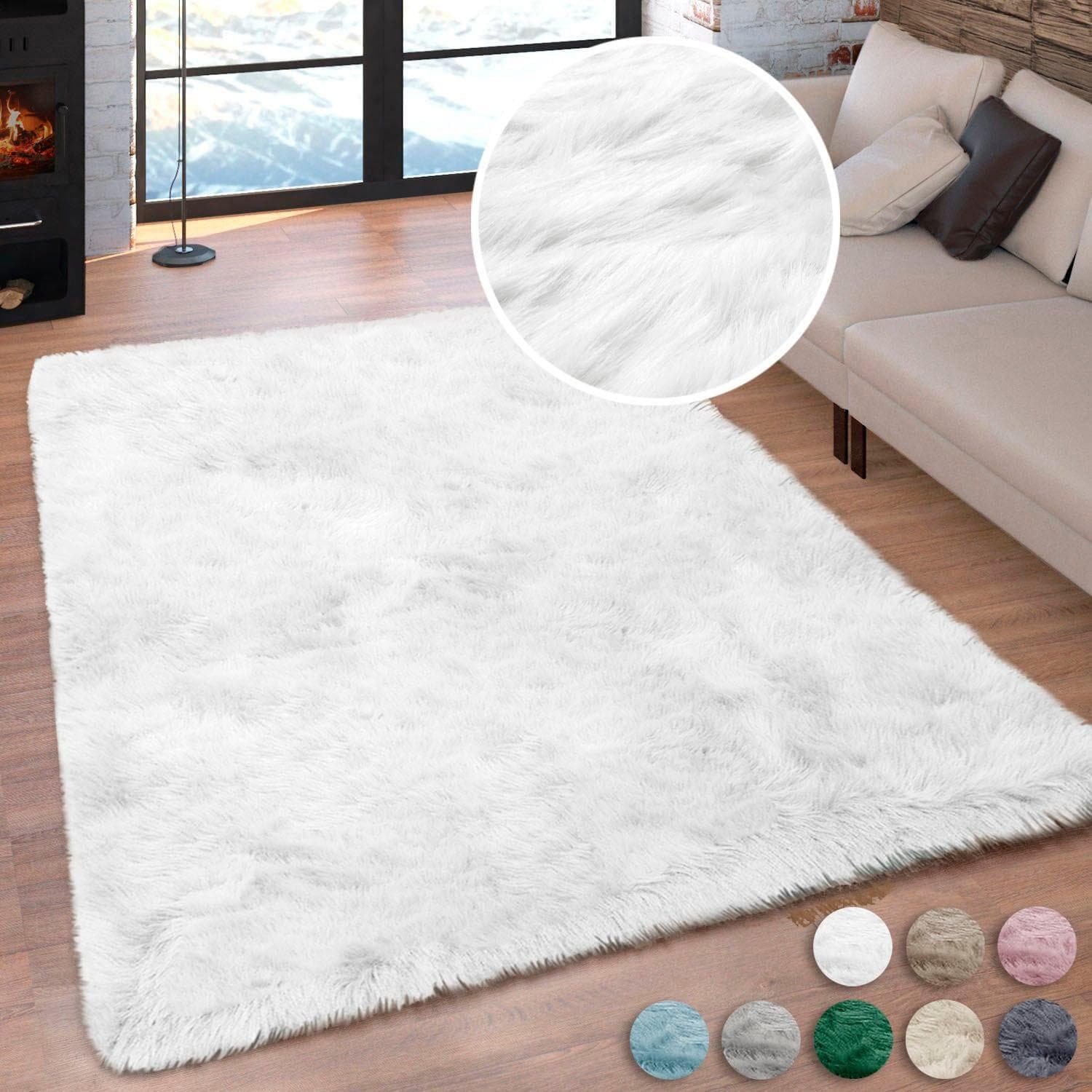 OTTO HOME Teppich Valeria Weiß Hochflor Fellteppich