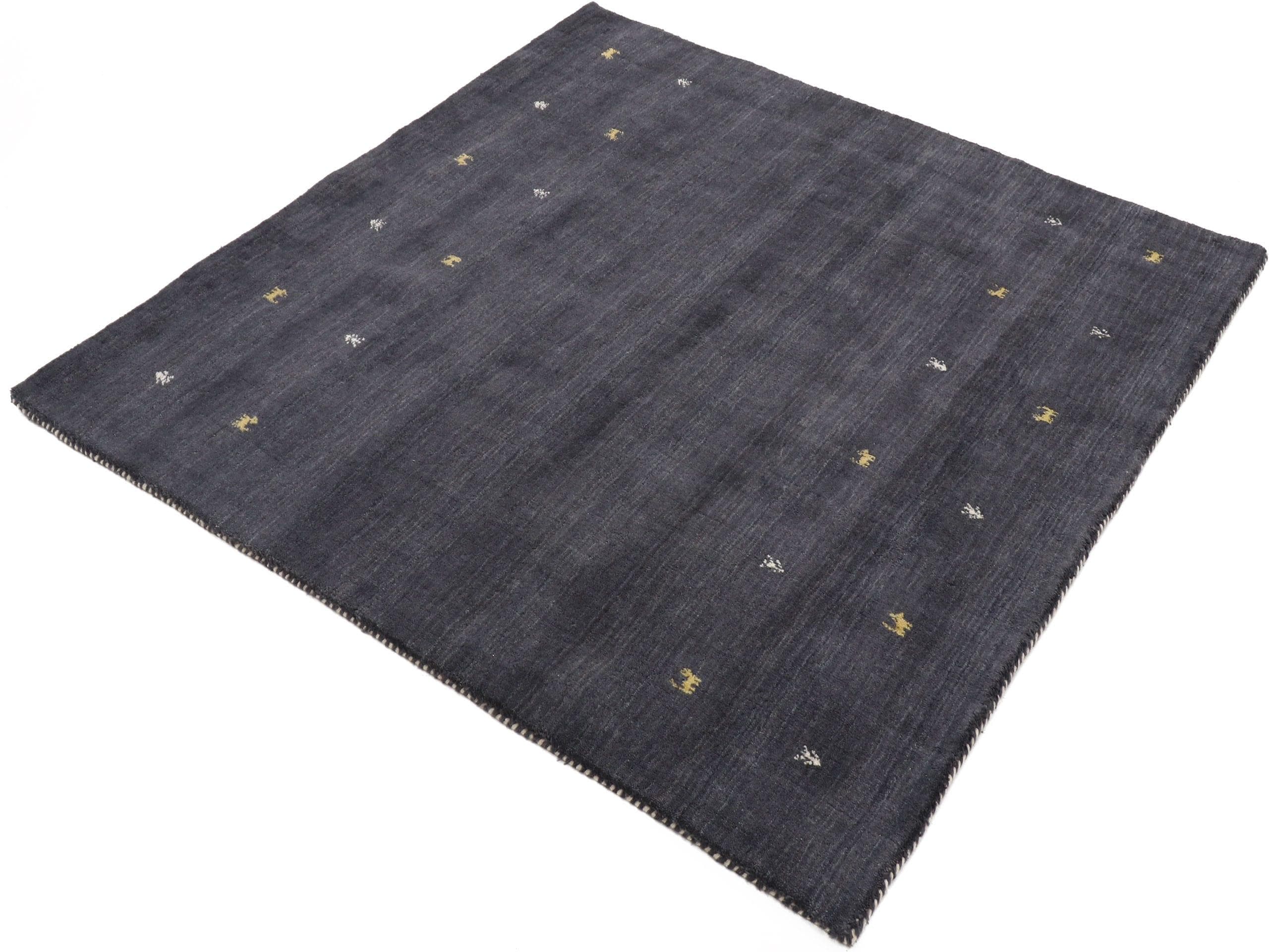 CARPETFINE Gabbeh-Uni Wollteppich Schwarz Handgewebt