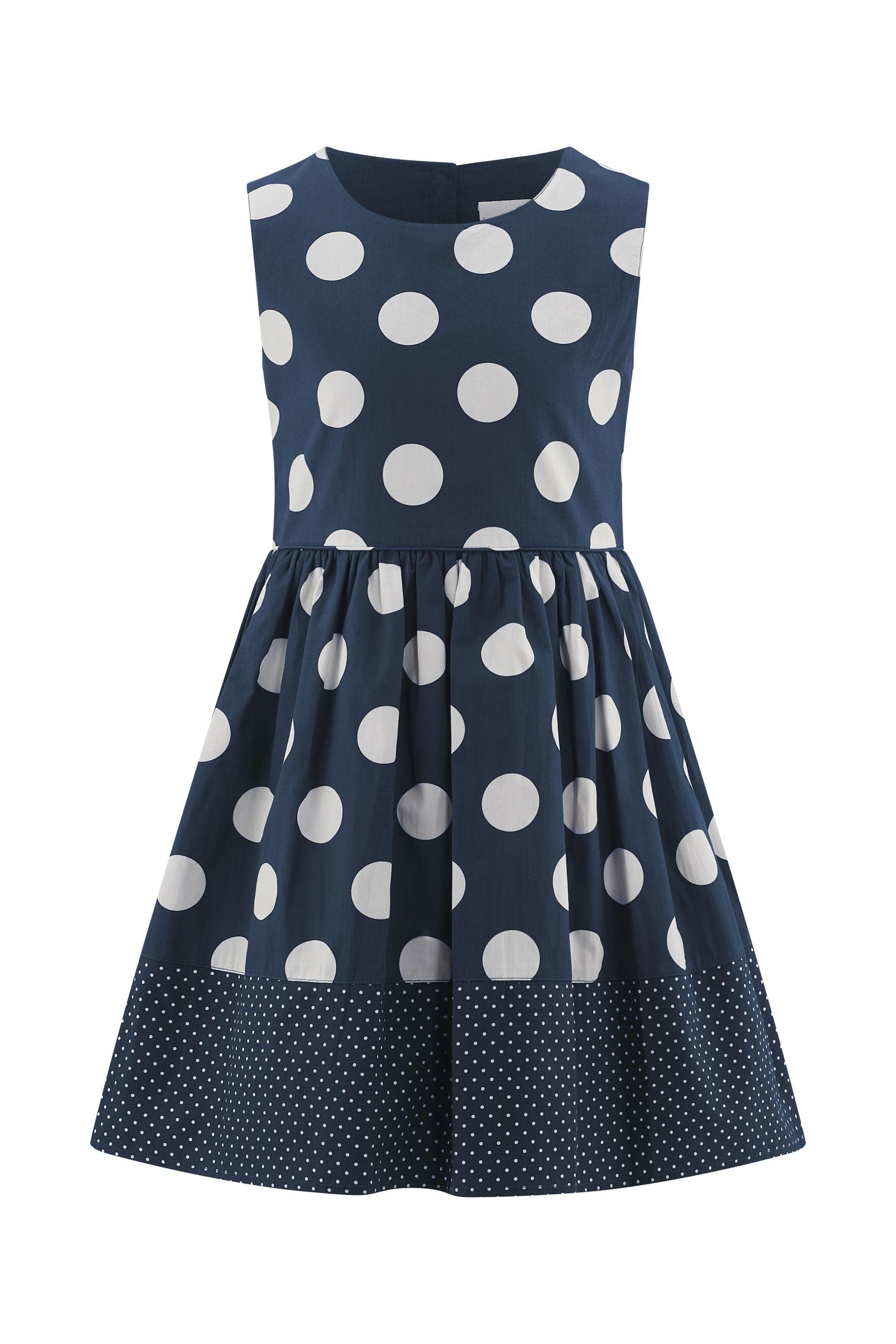 happy girls Sommerkleid Mädchen navy 100% Baumwolle gepunktet