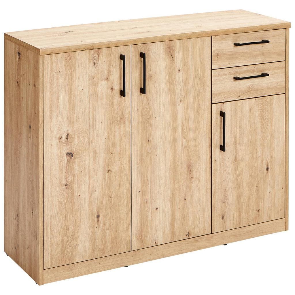 Xora Kommode Eiche Artisan Holzwerkstoff 3 Fächer 2 Schubladen