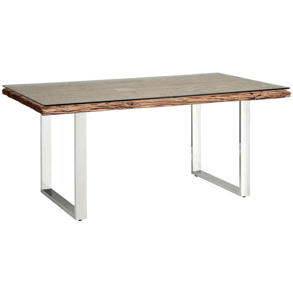 Livetastic Esstisch Altholz Glas Metall U-Form