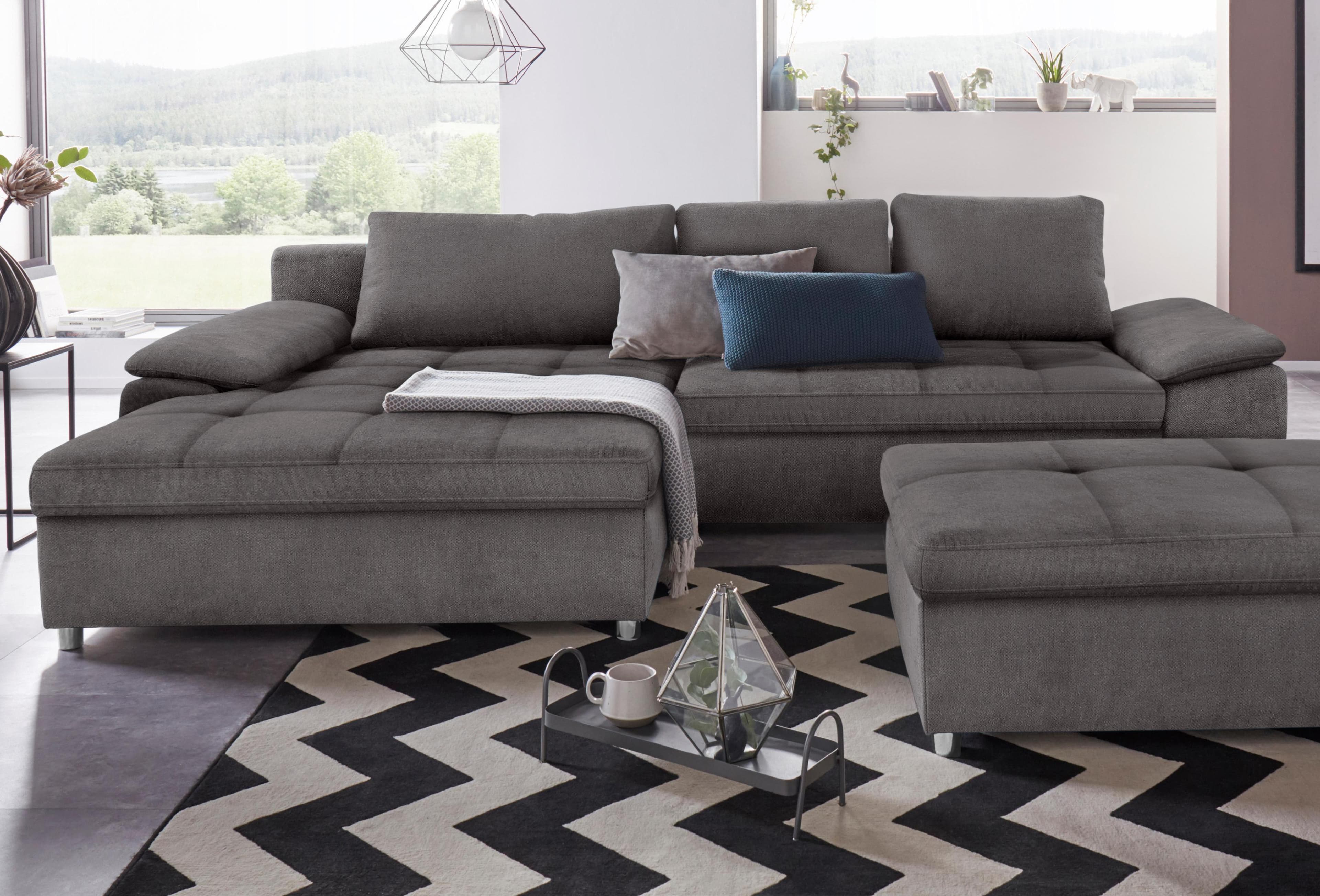 HOME AFFAIRE Ecksofa Labene L-Form Grau mit Bettfunktion