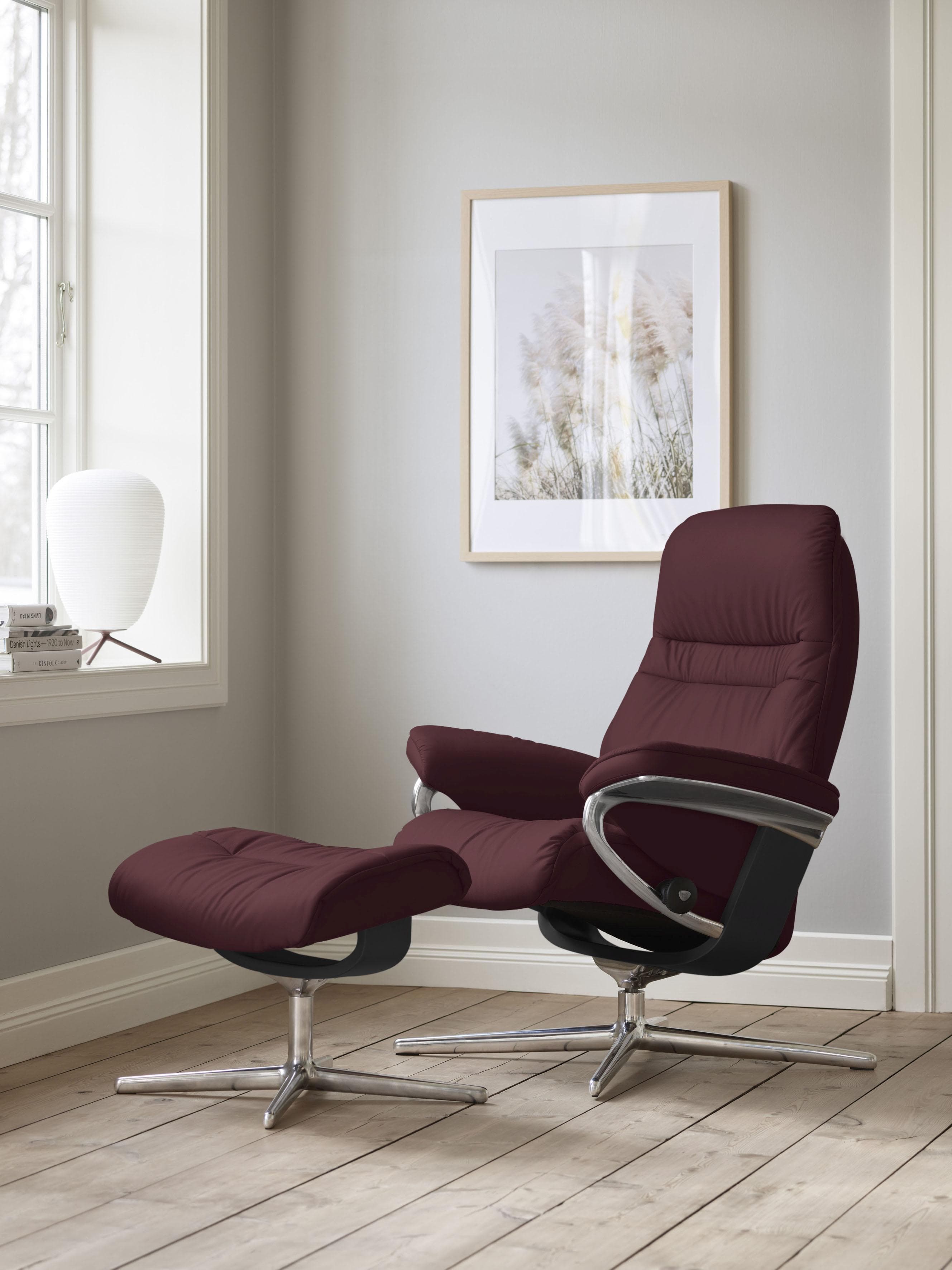 Fußhocker STRESSLESS Sunrise Grau Leder BATICK mit Cross Base