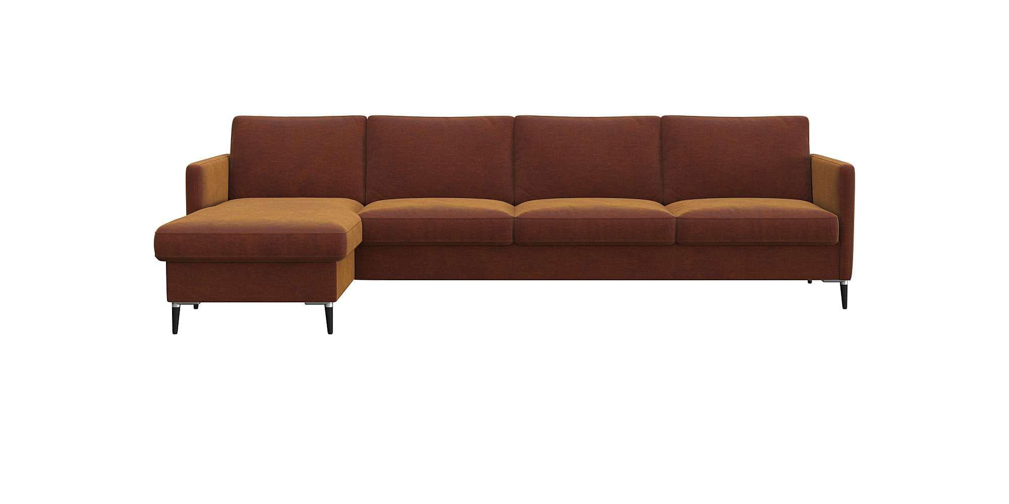 Flexlux Ecksofa Fiore L-Form Cognac mit Chaiselongue