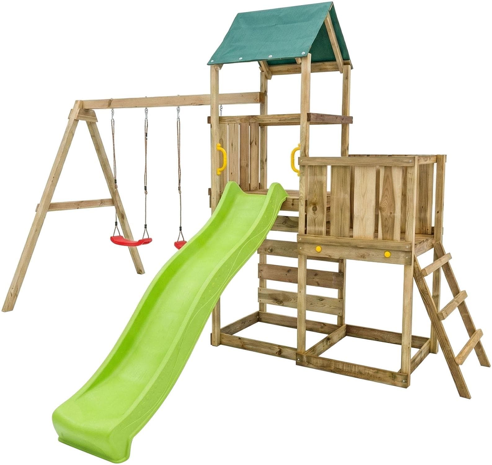 FUNGOO MaxPlay 3.1 Spielturm Grün mit Rutsche und Schaukel