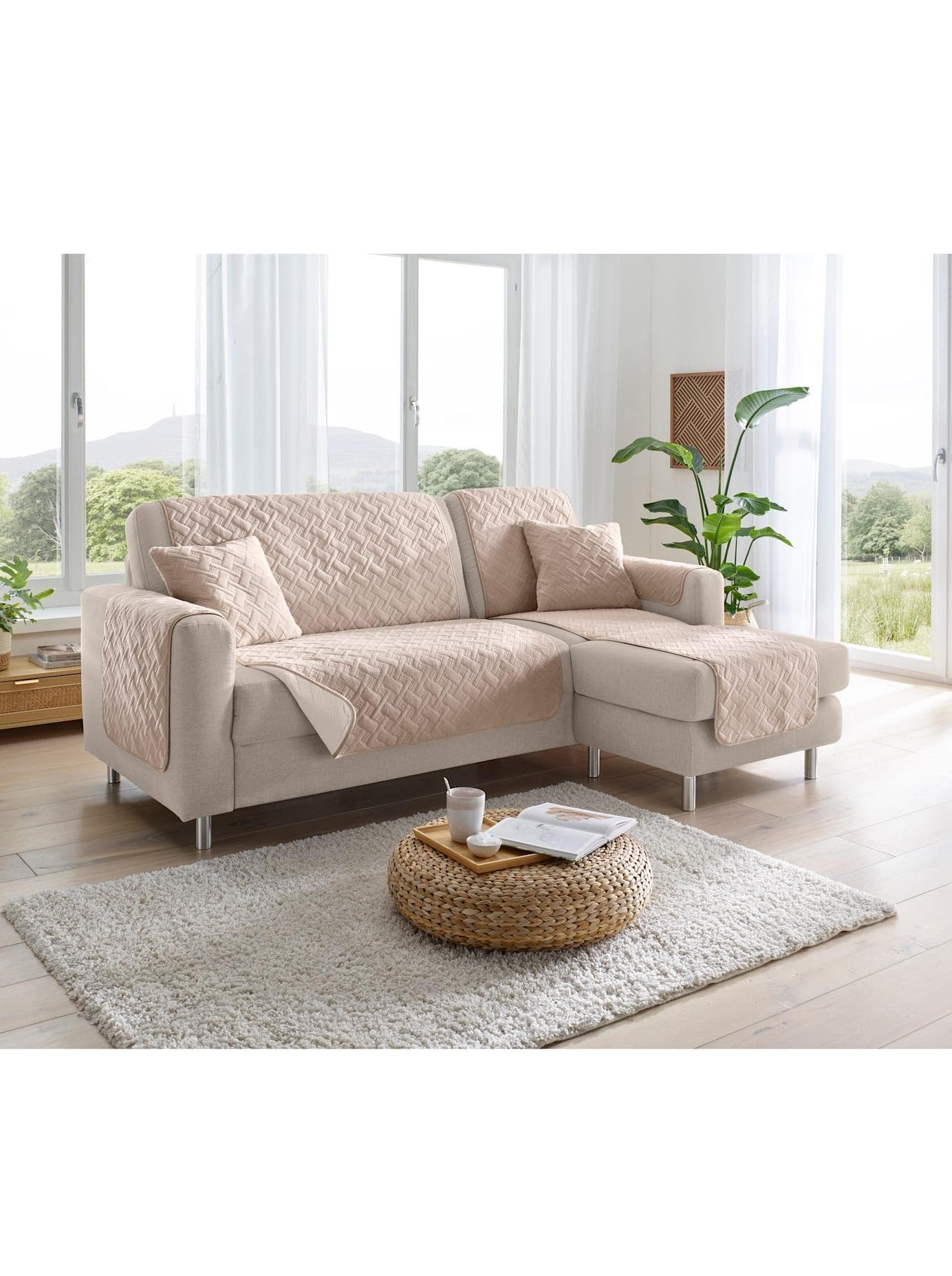 Tagesdecke Gr. 2, beige, 100% Polyester, Tagesdecken