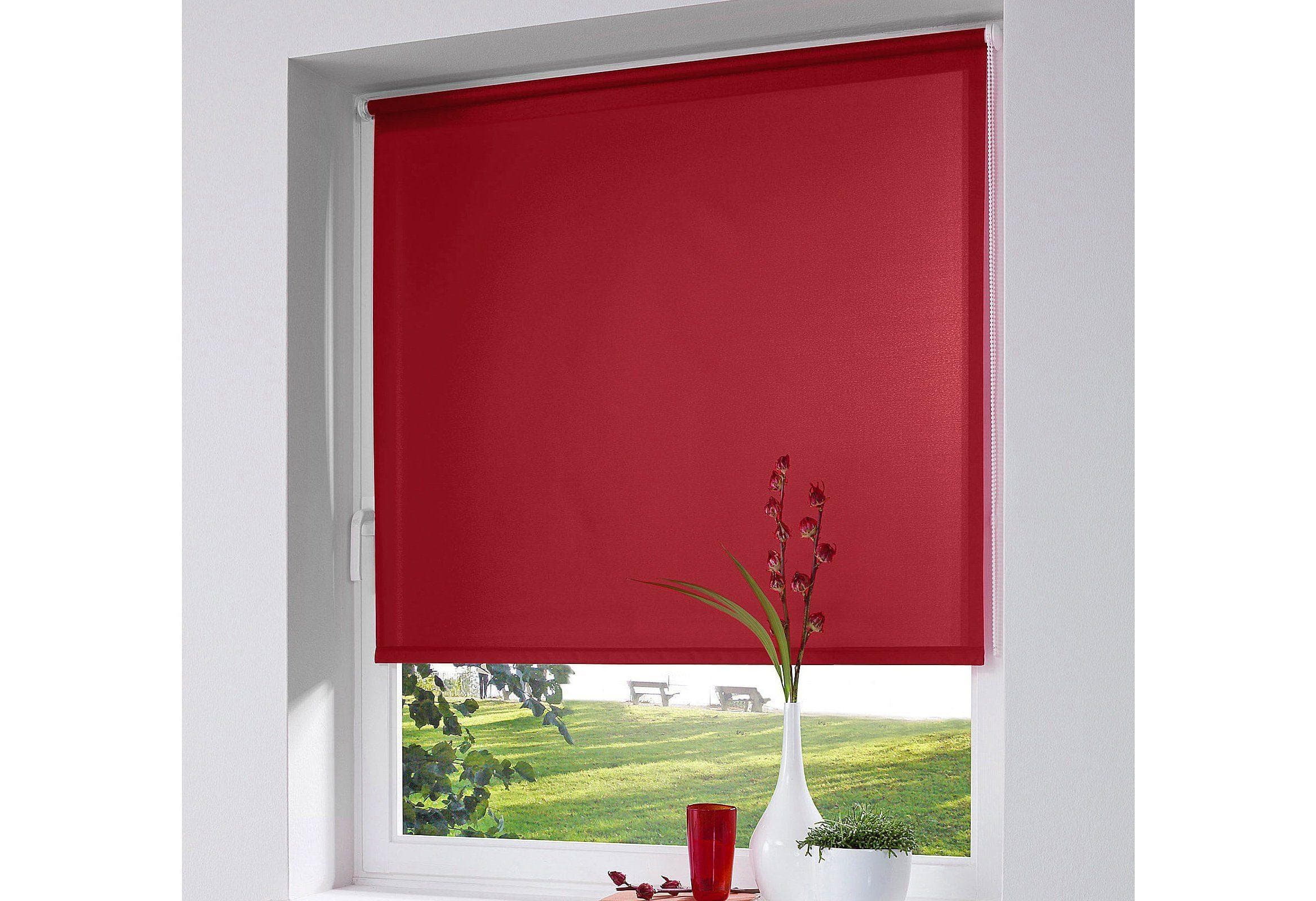 K-HOME Thermo Klemmfix-Rollo Rot Seitenzugrollo 40x150 cm