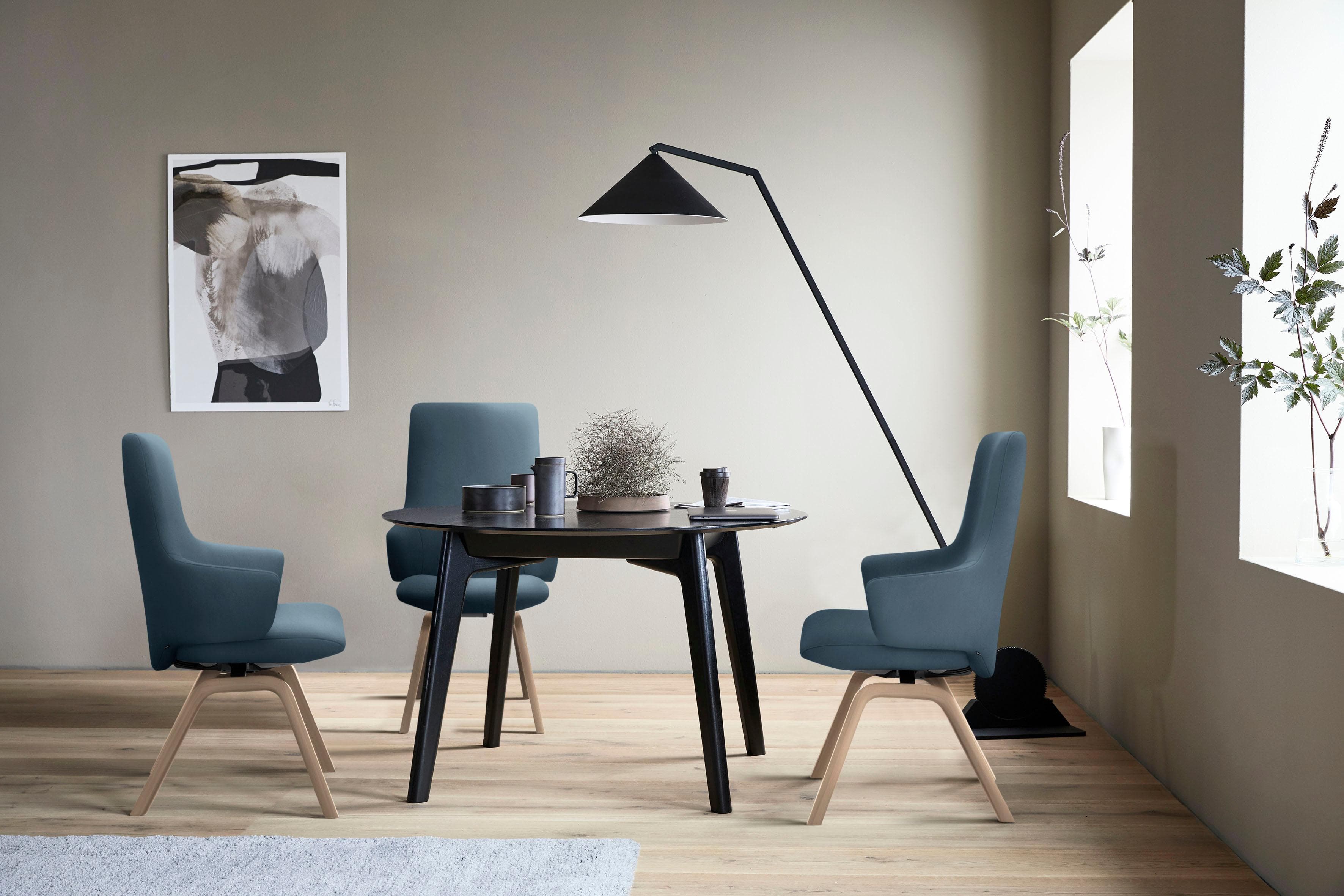 STRESSLESS Laurel Polsterstuhl Blau Walnuss High Back