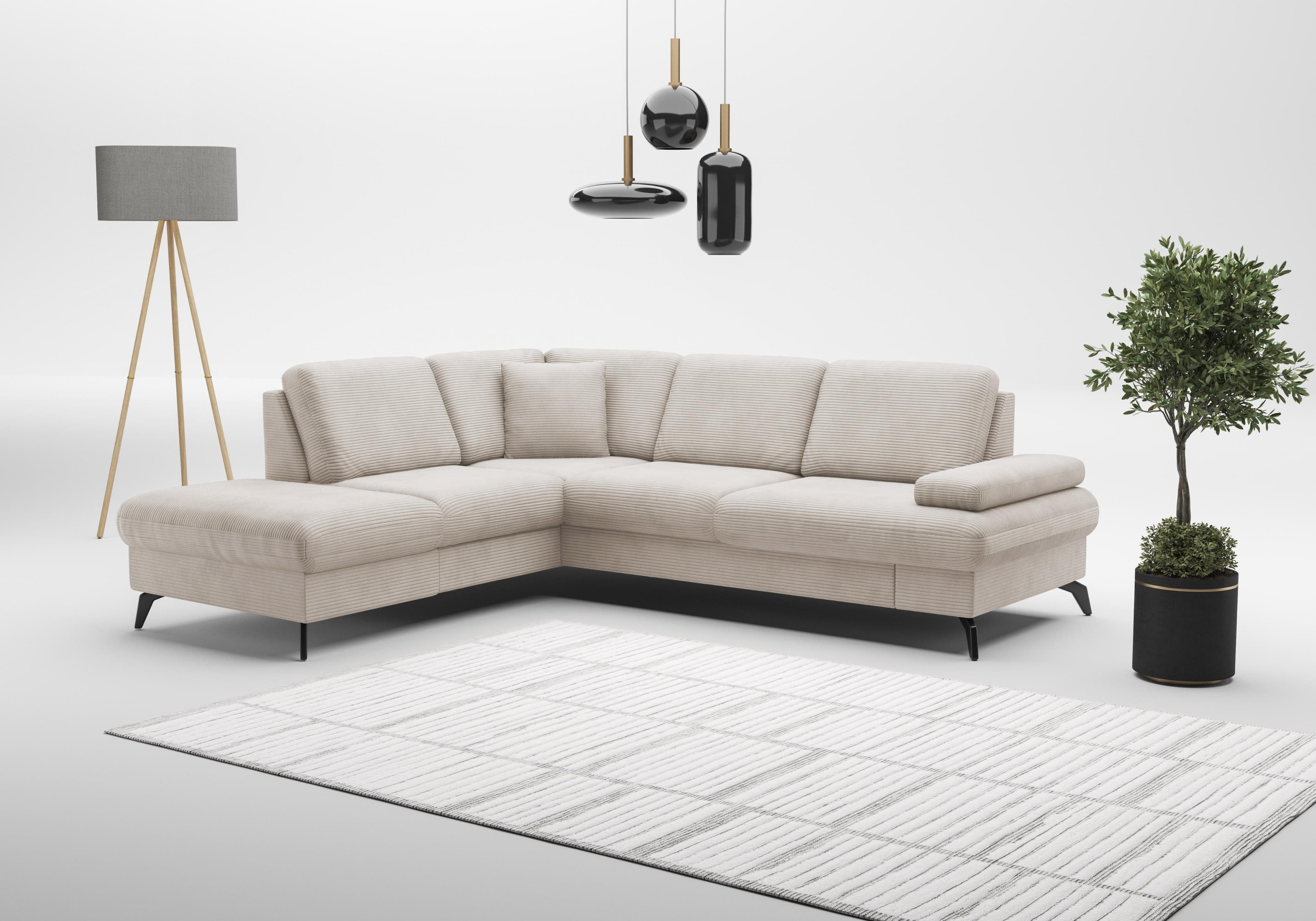 SIT & MORE Ecksofa Morris Jubi L-Form Beige mit Armteilverstellung