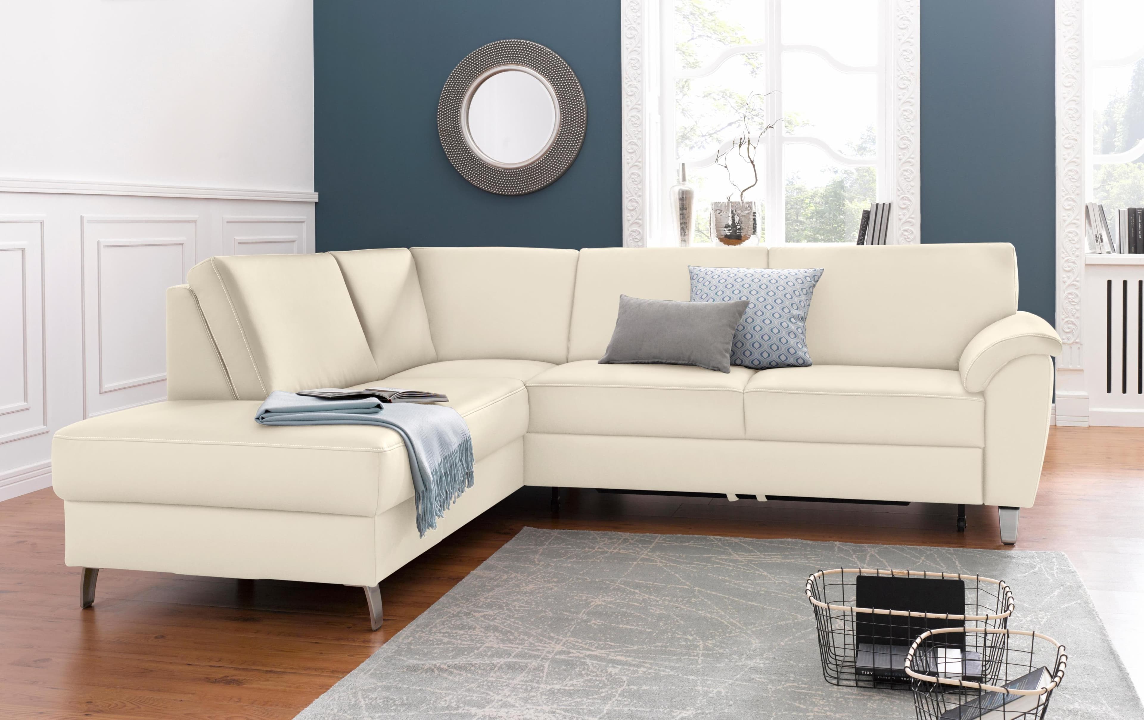 SIT & MORE Ecksofa Texel L-Form Beige Kunstleder mit Federkern