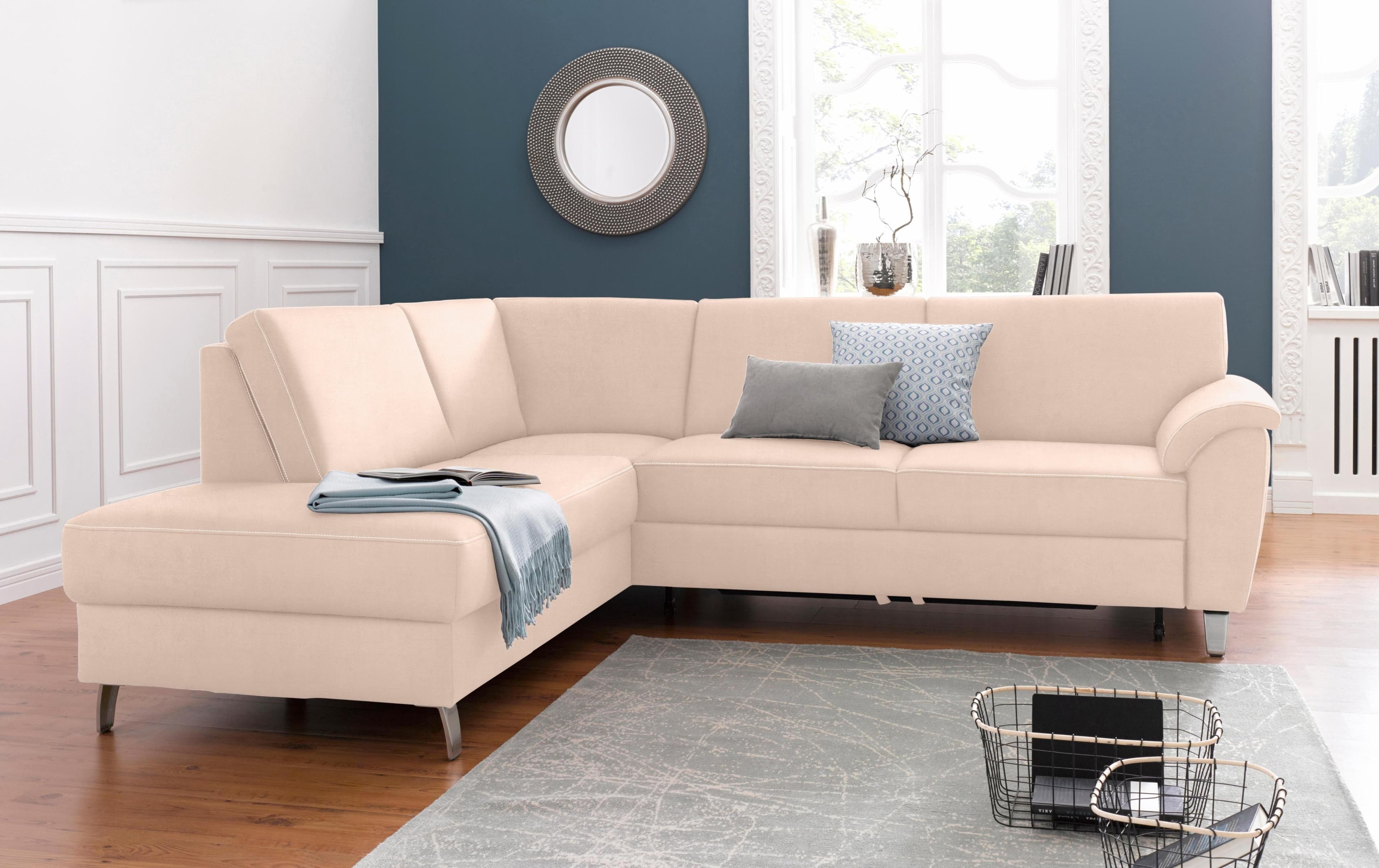 SIT & MORE Ecksofa Texel L-Form Beige Kunstleder Microfaser