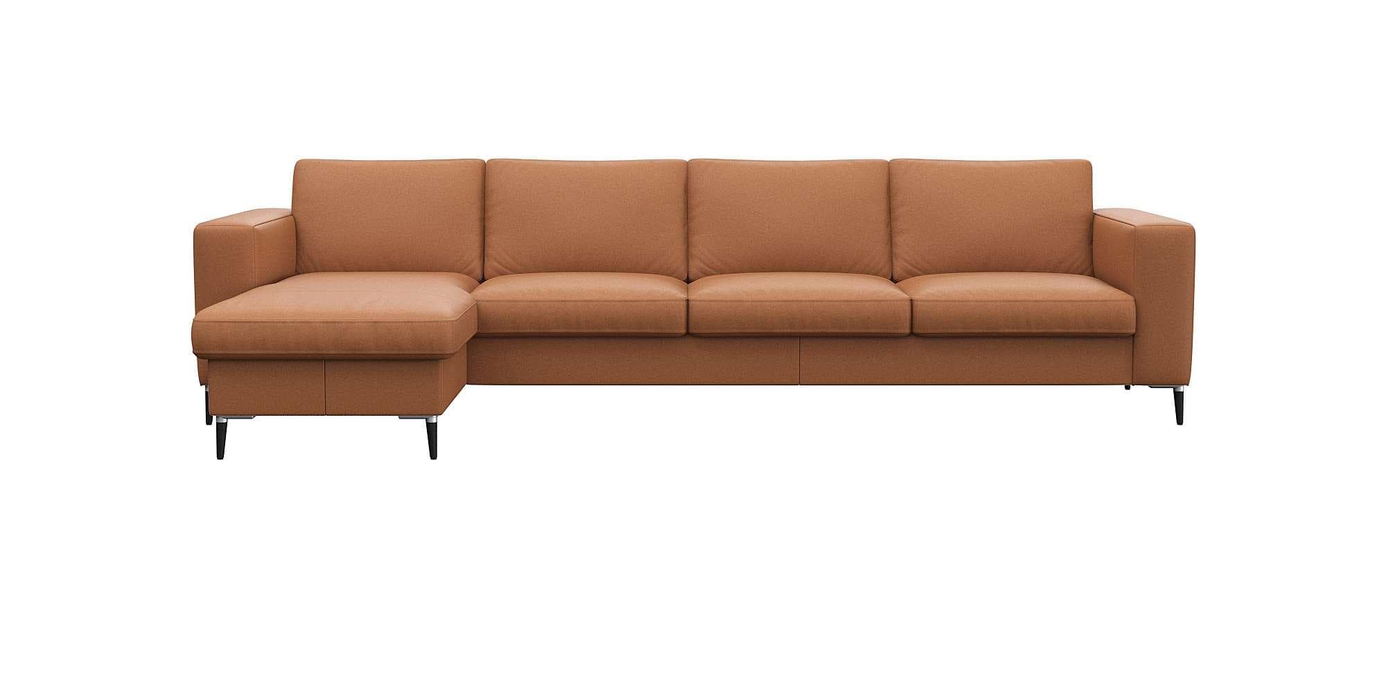 Flexlux Fiore L-Form Sofa mit breiten Armlehnen, Kaltschaum, Füße Aluminium+Schwarz