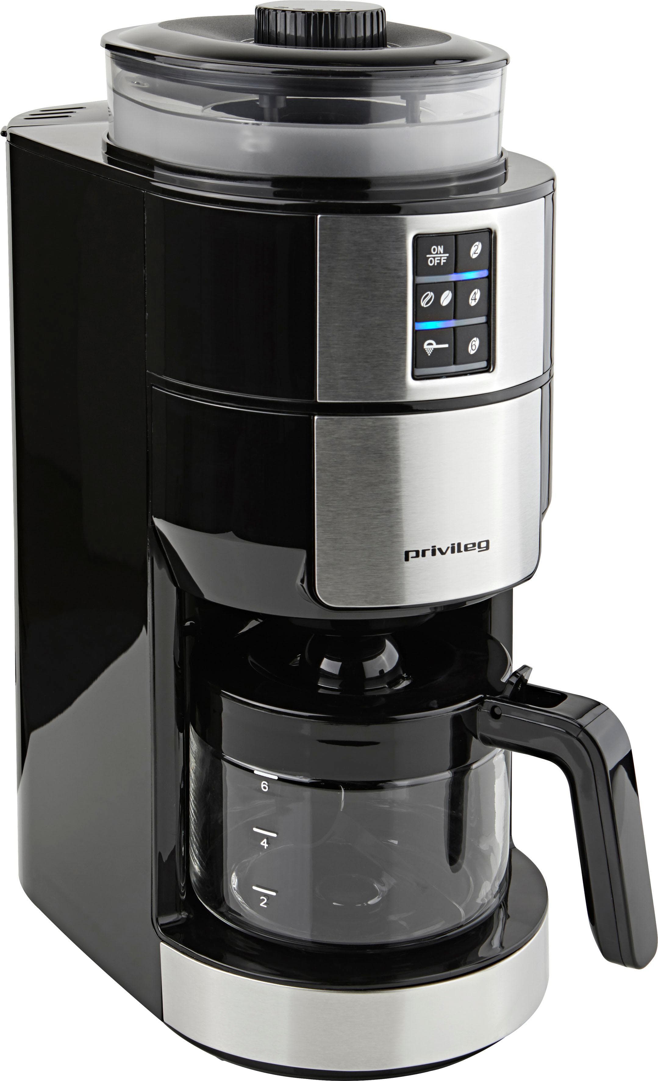 PRIVILEG Kaffeemaschine CM1121-GS mit Mahlwerk silber/schwarz