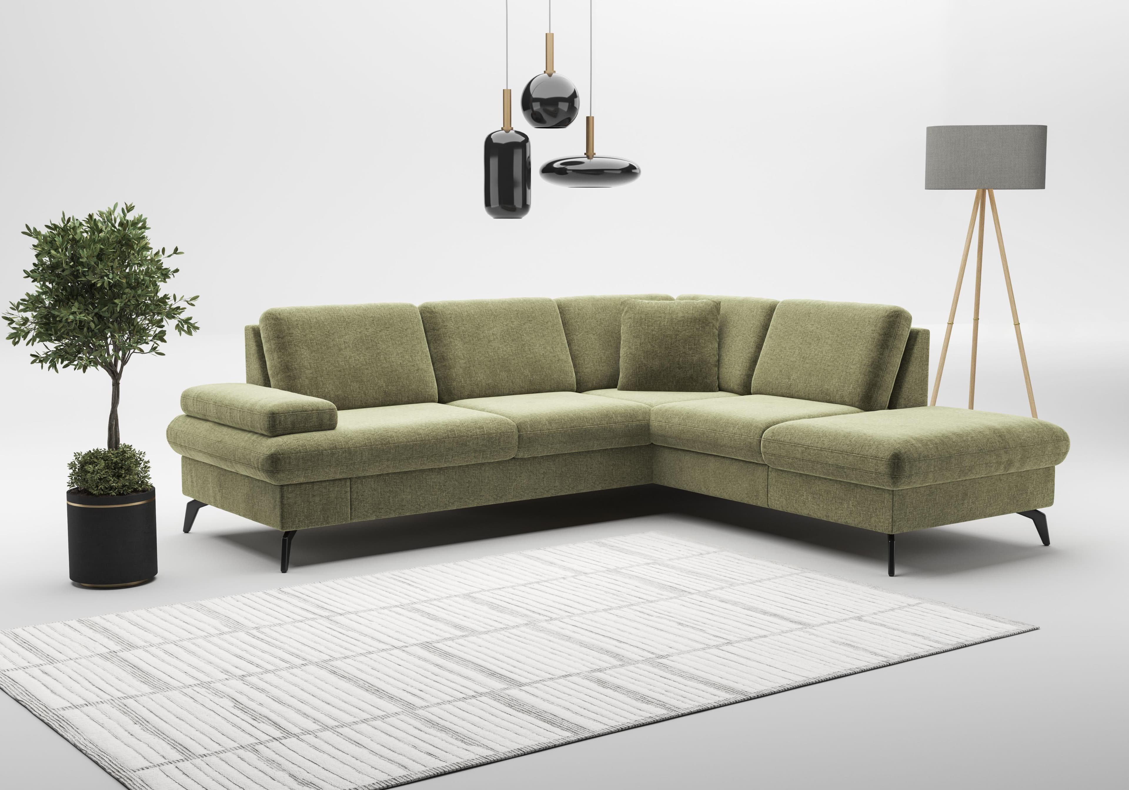 SIT & MORE Ecksofa Morris Jubi L-Form Hellgrün mit Ottomane