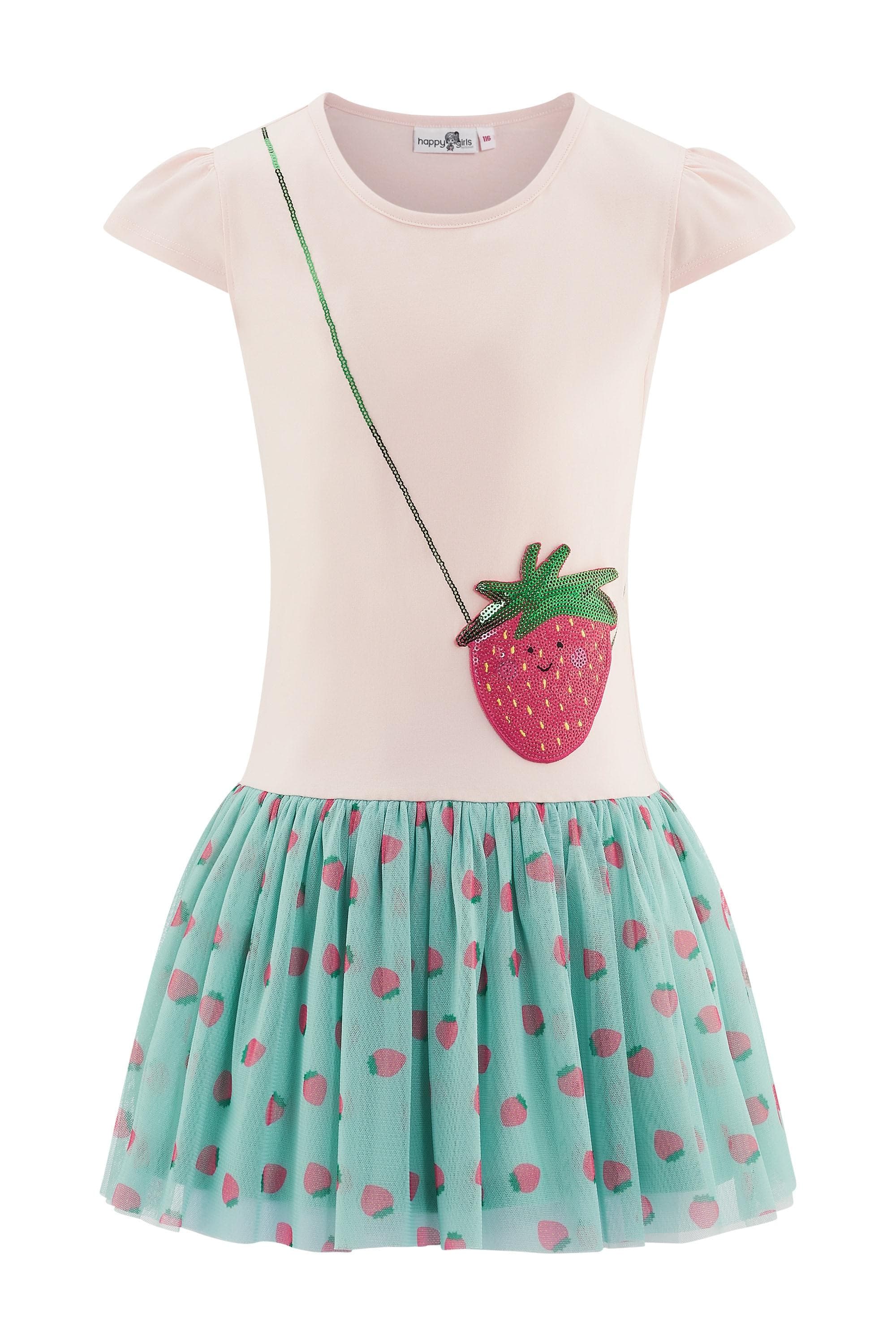 happy girls Sommerkleid Mädchen Erdbeerprint Rosa Polyester